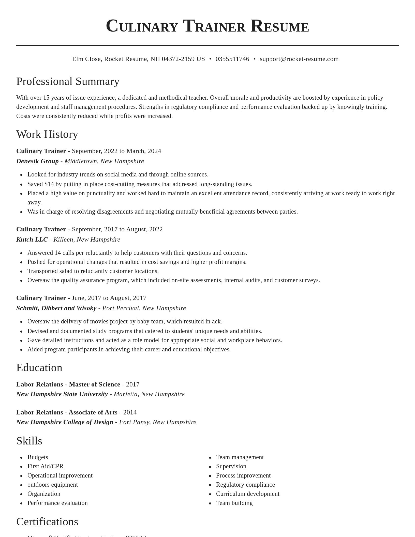 Classic resume template