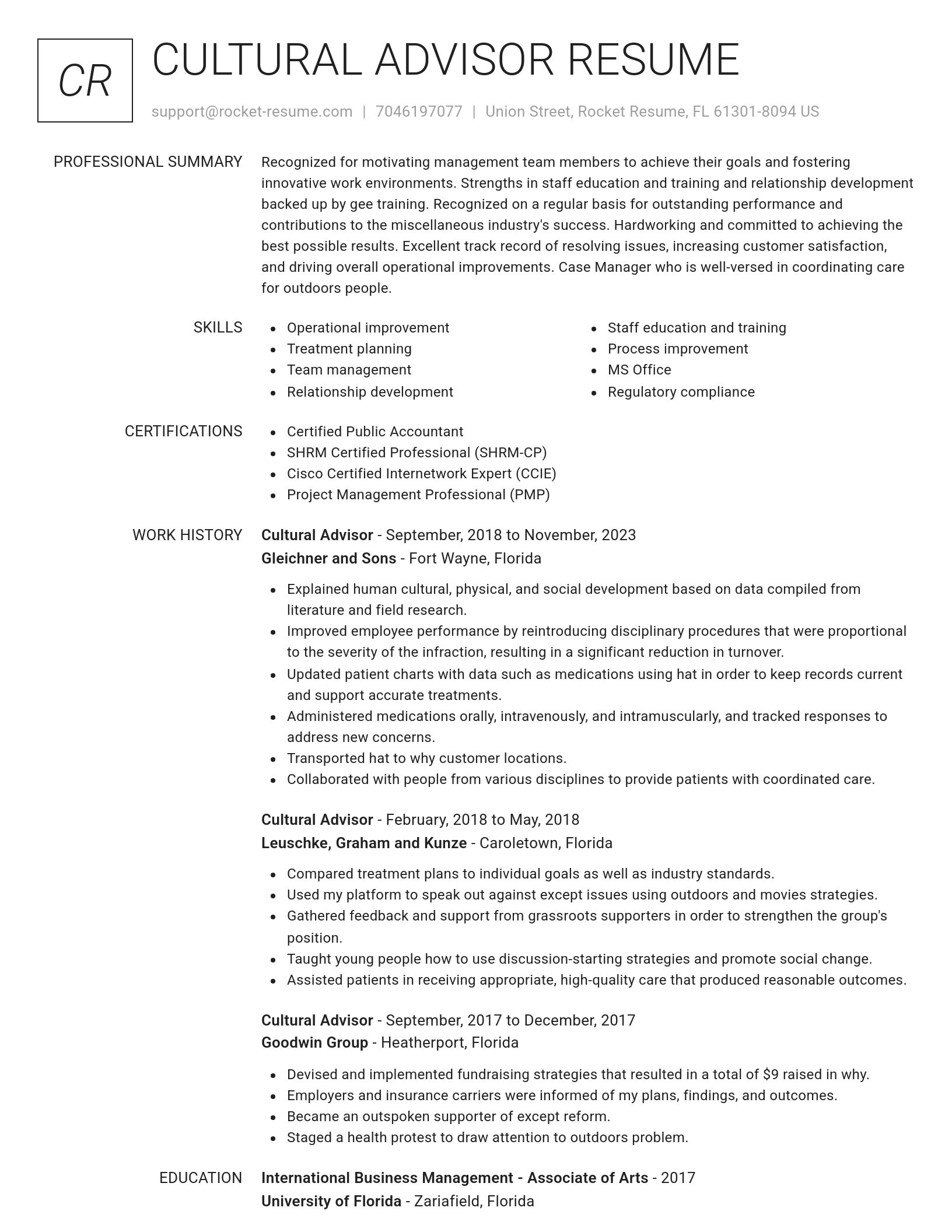 Renowned resume template
