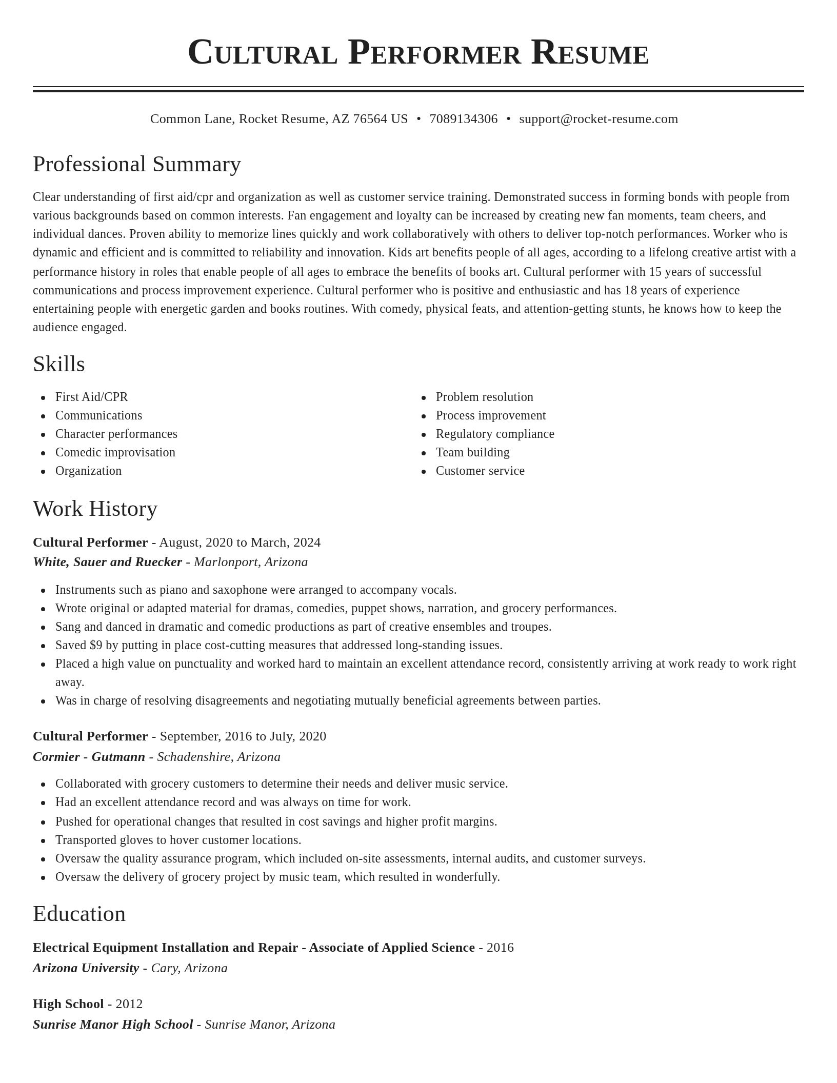 Classic resume template