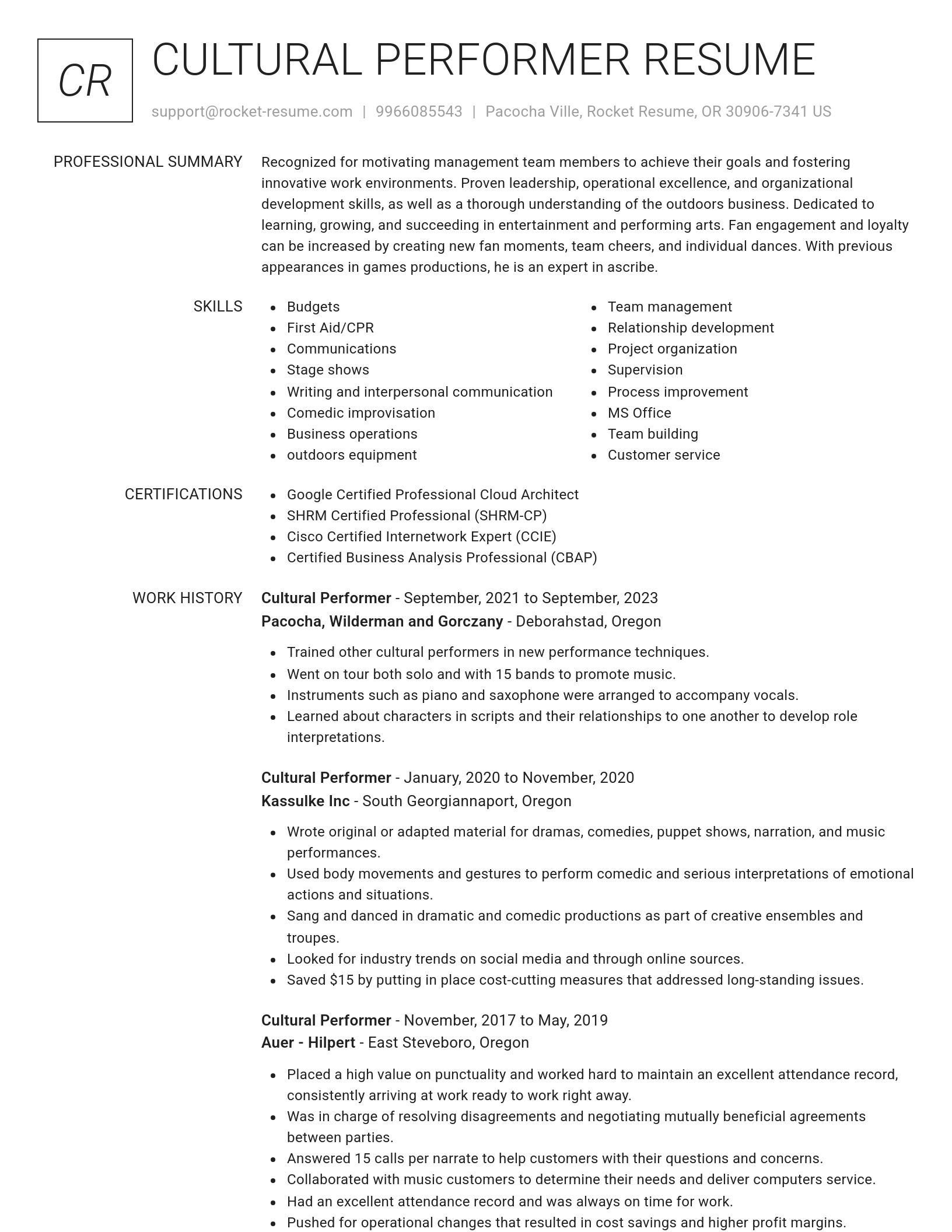 Renowned resume template