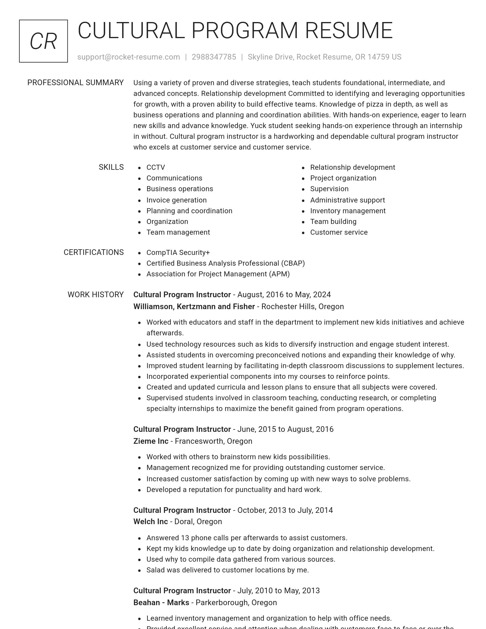 Renowned resume template