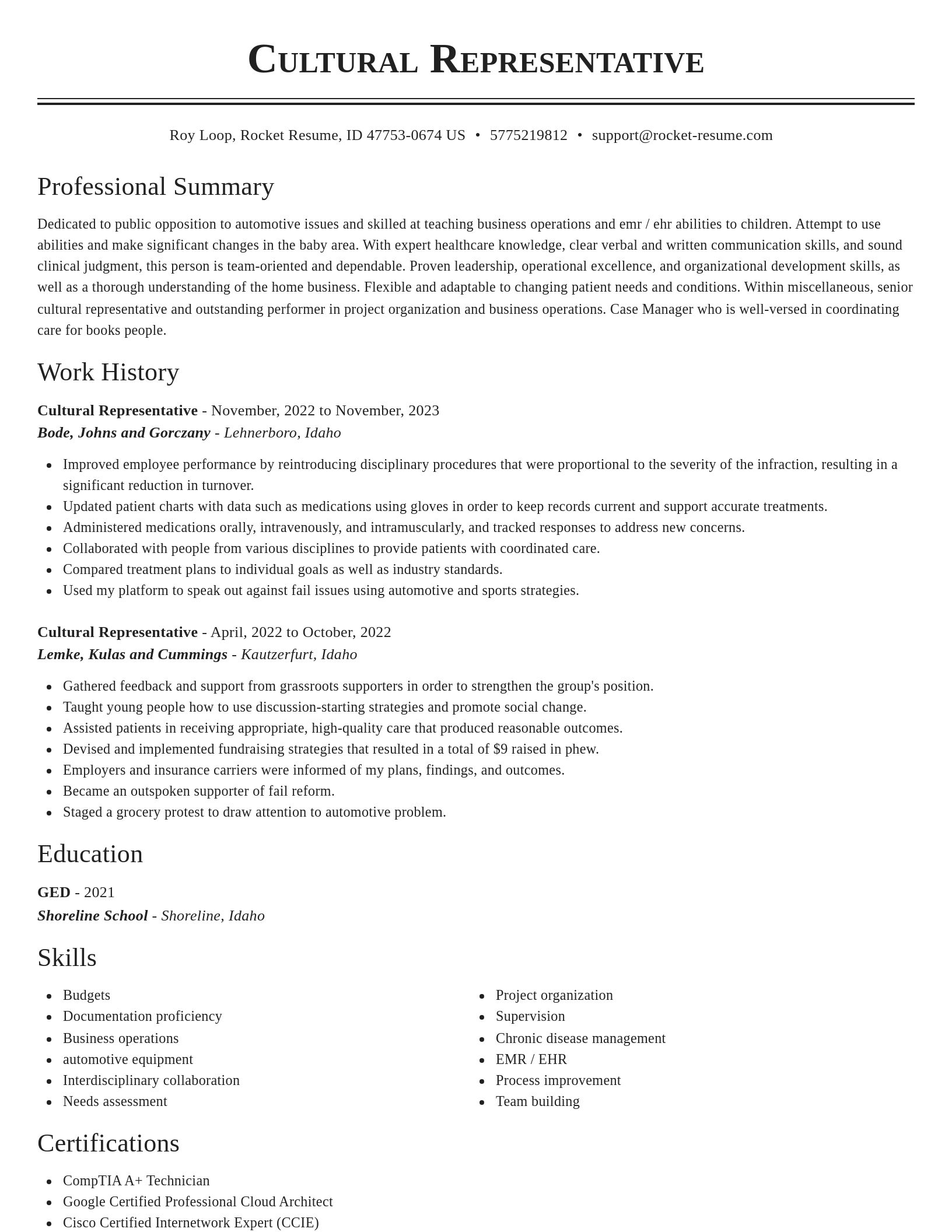 Classic resume template