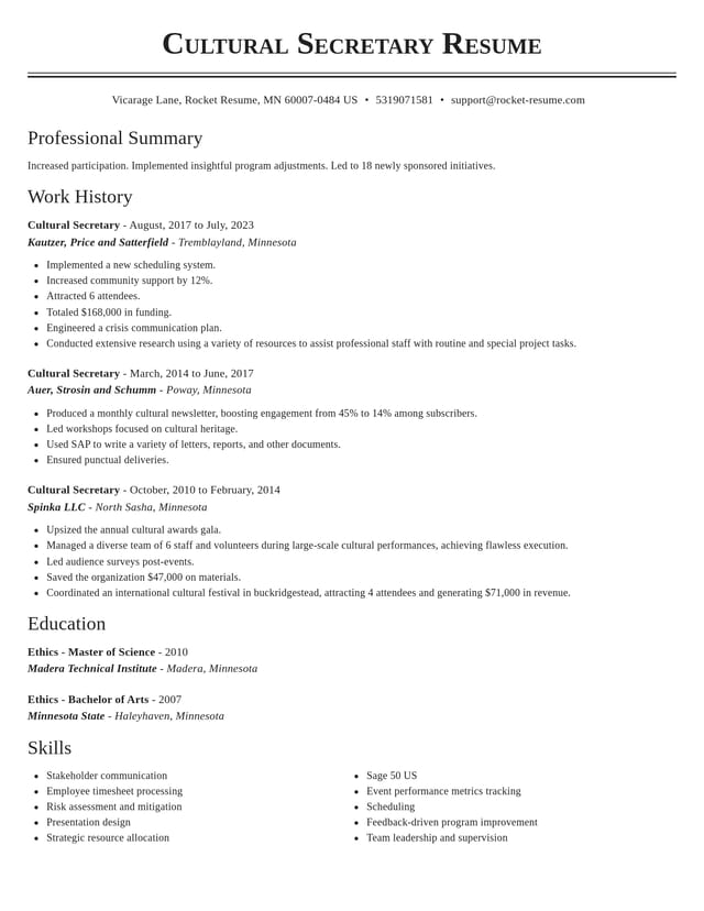 Classic resume template
