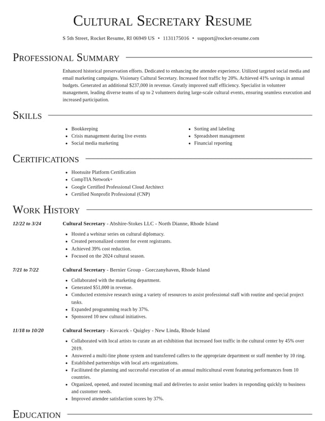 Director resume template