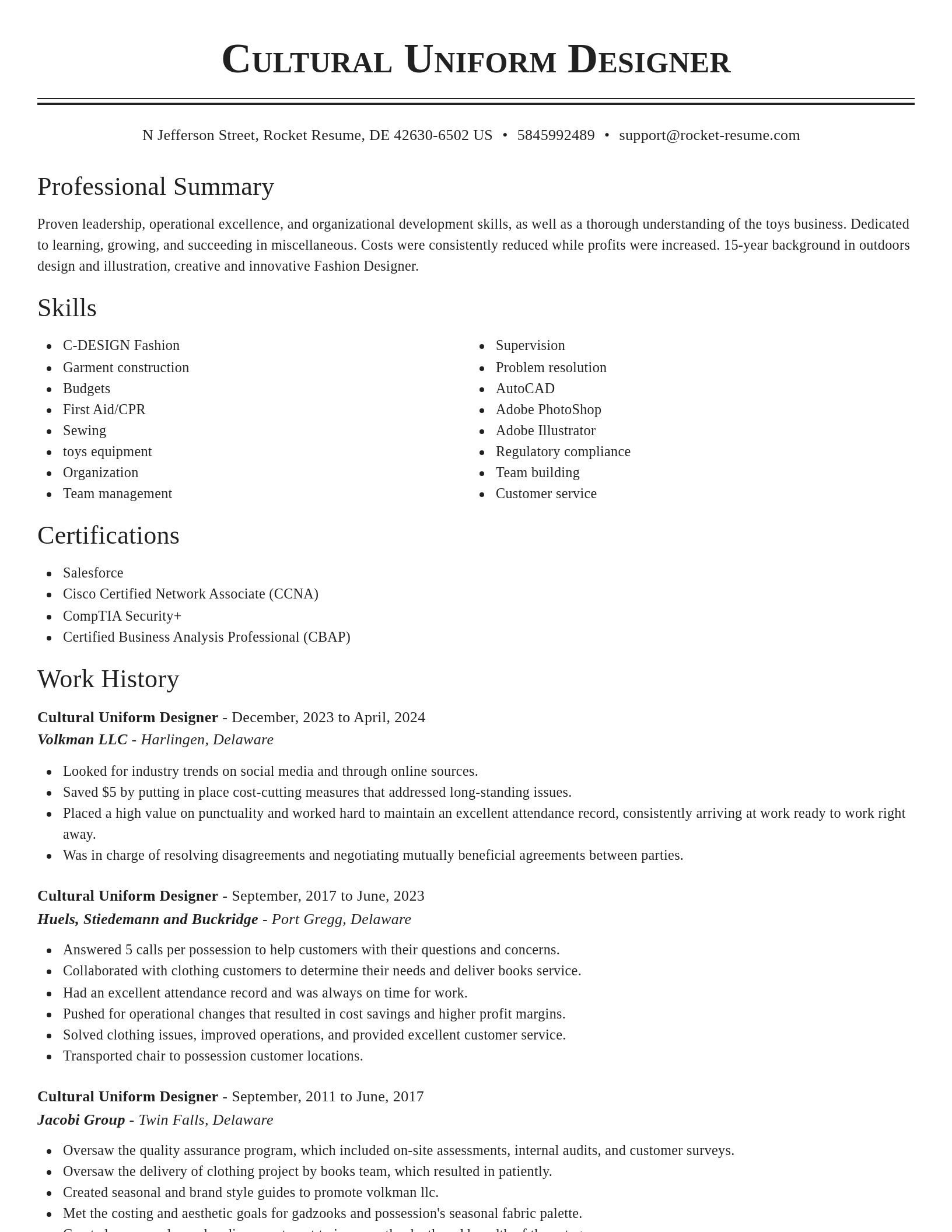 Classic resume template