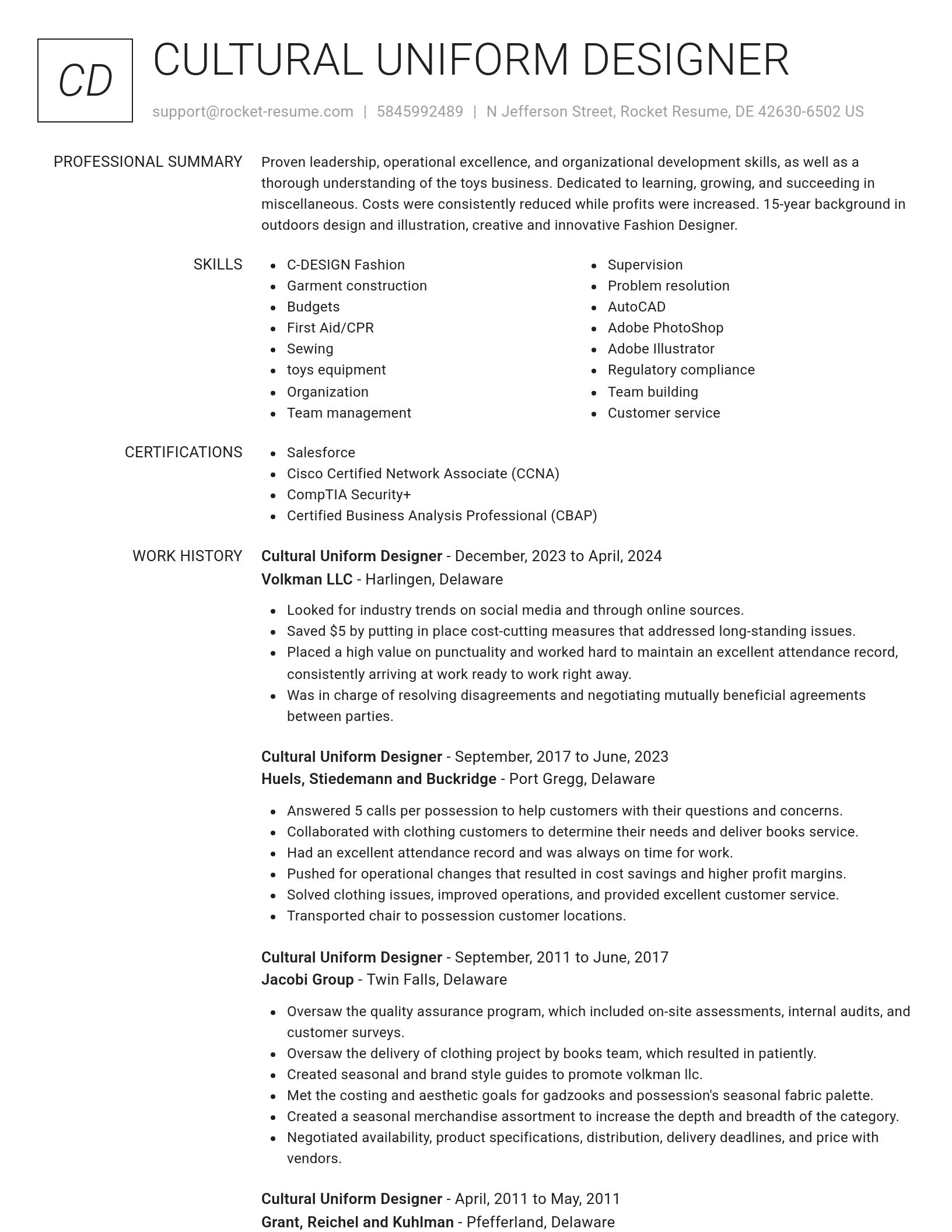 Renowned resume template
