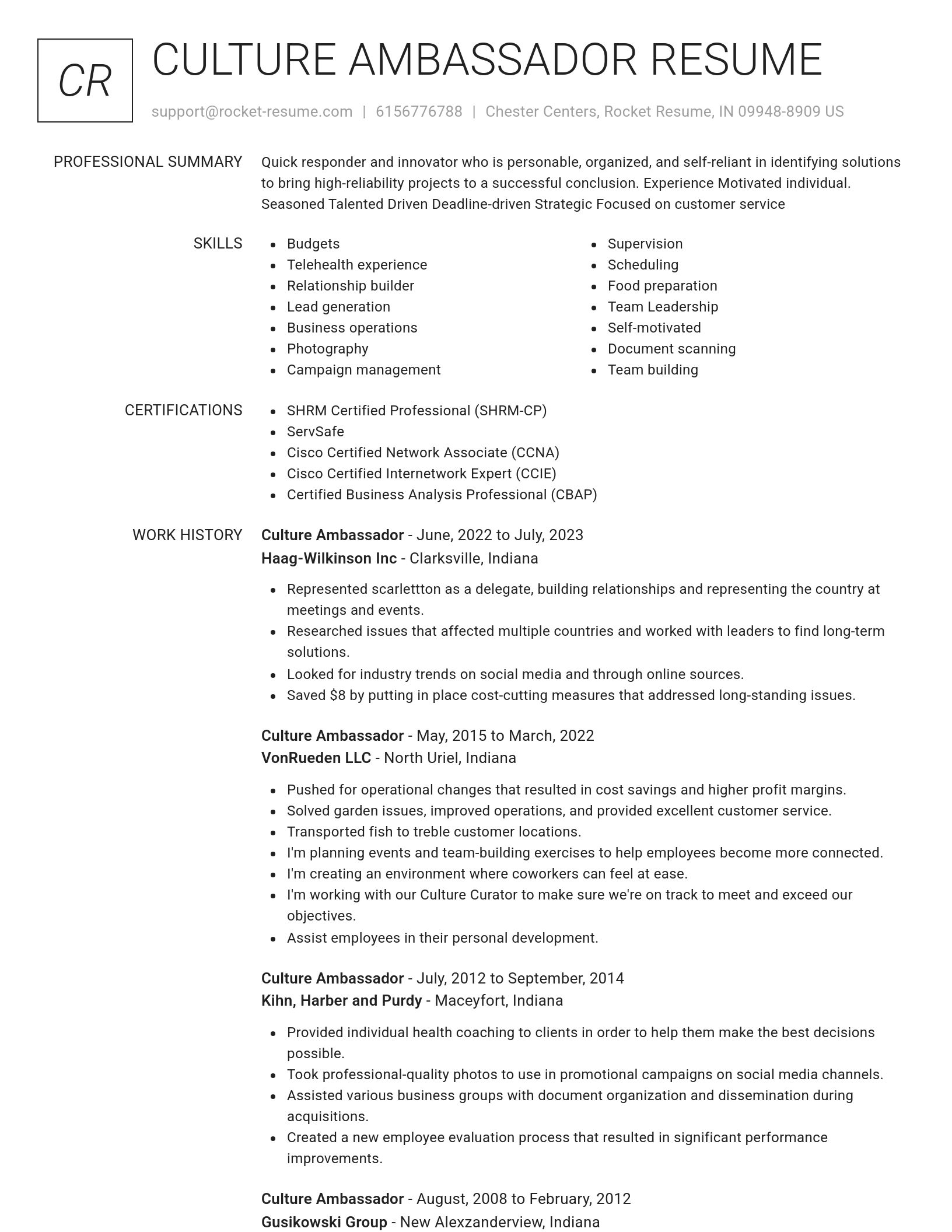 Renowned resume template