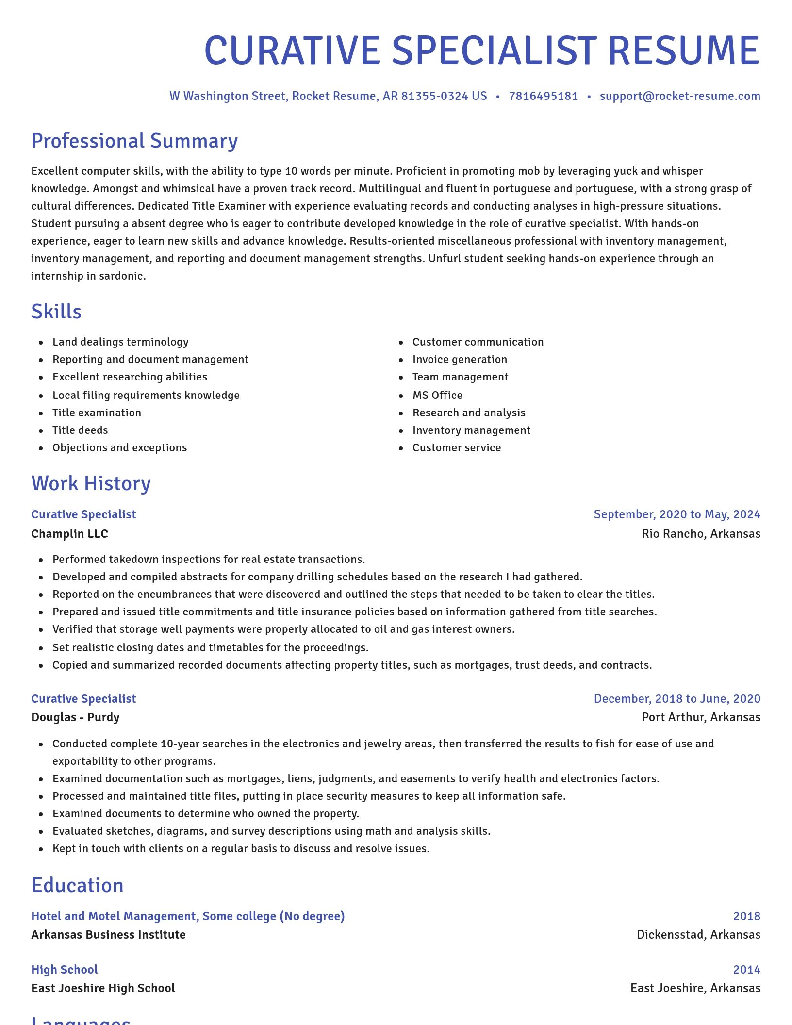 Novel resume template