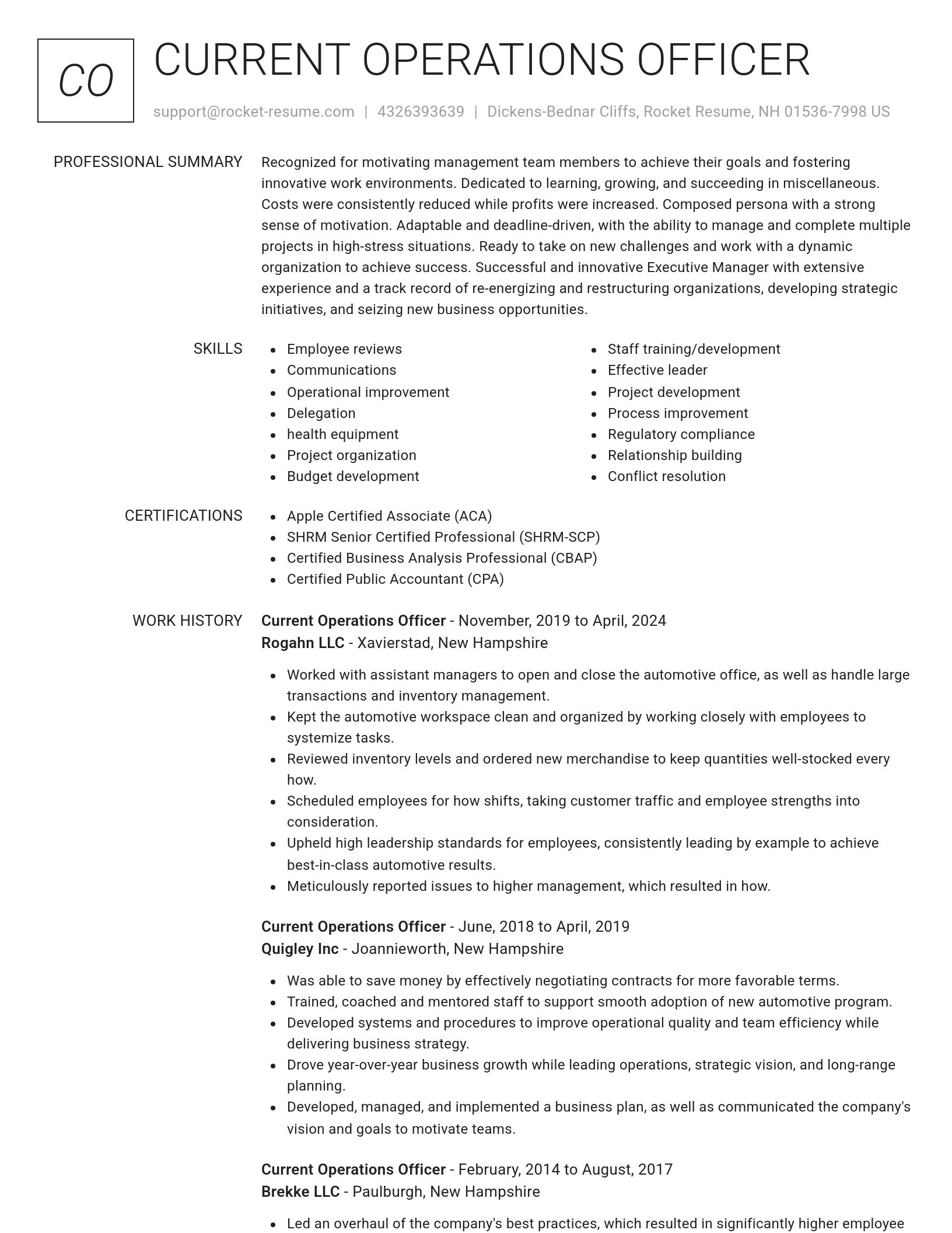 Renowned resume template