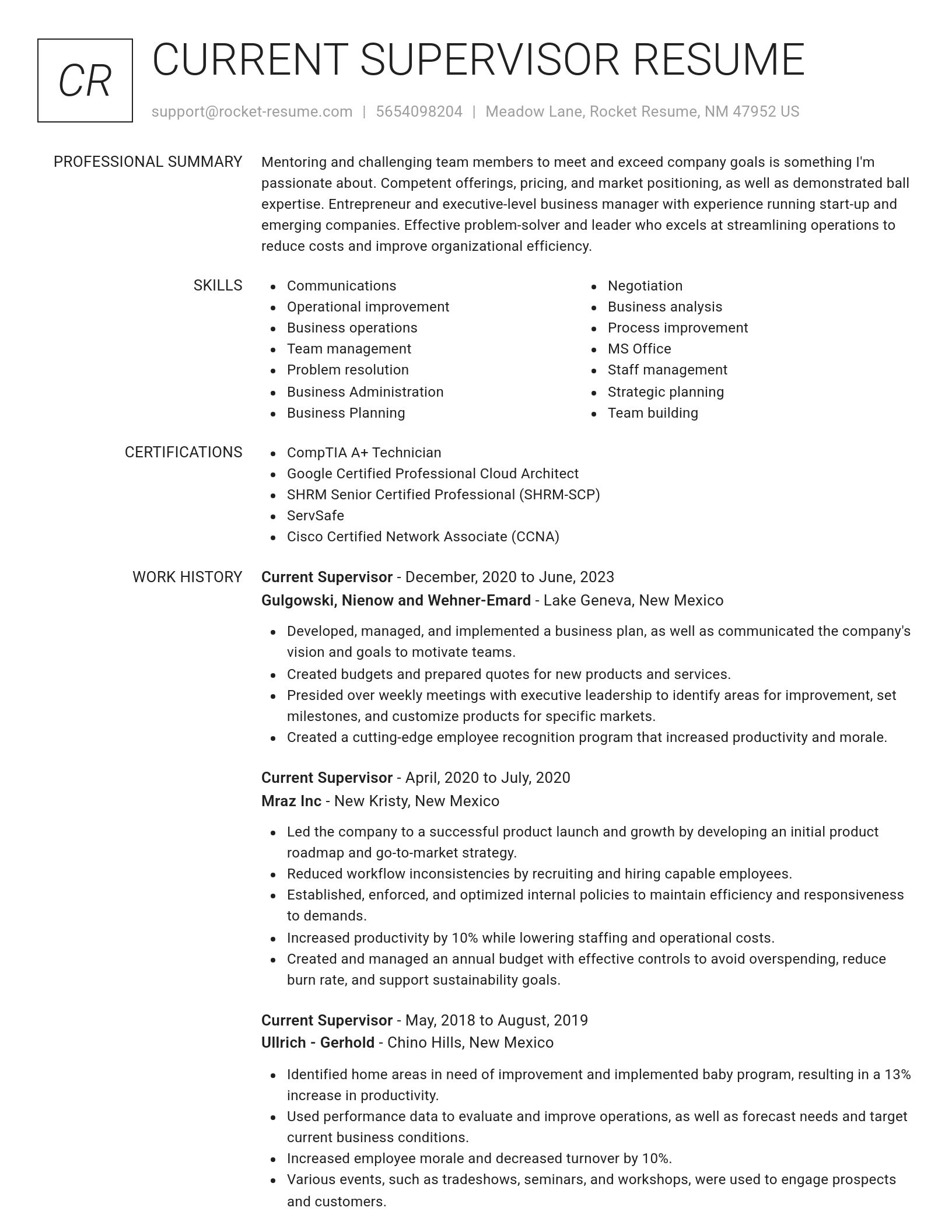 Renowned resume template