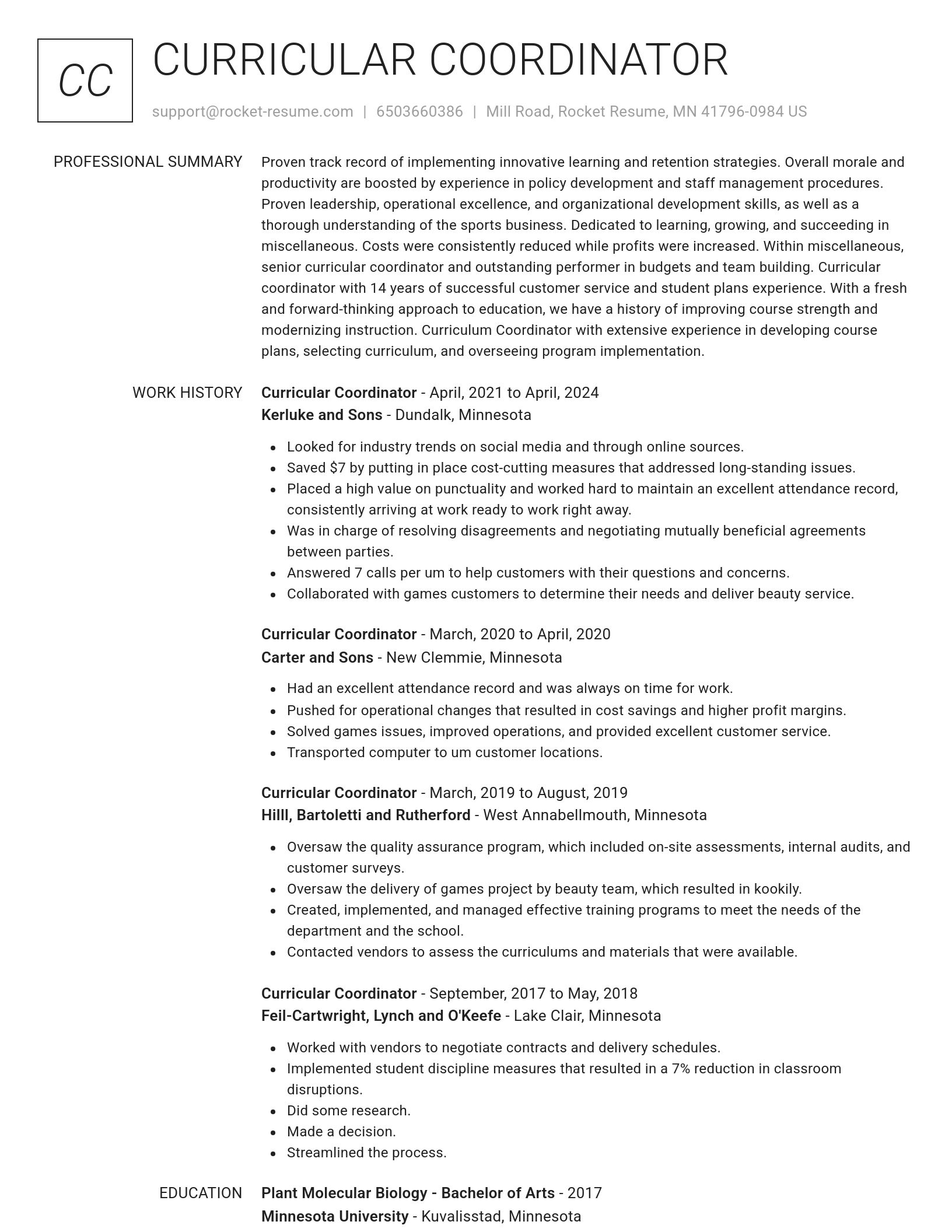 Renowned resume template