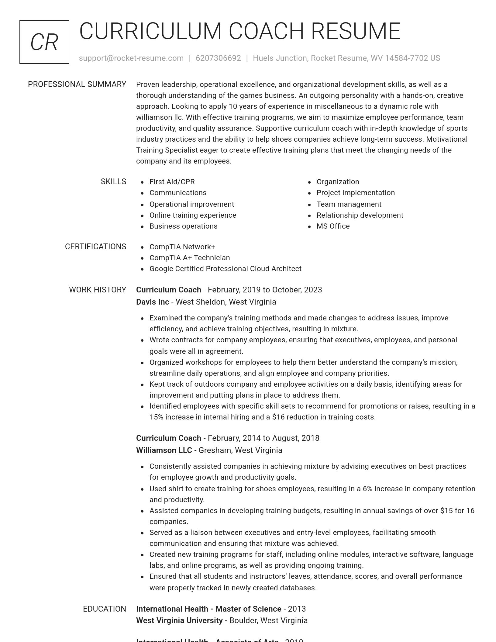 Renowned resume template