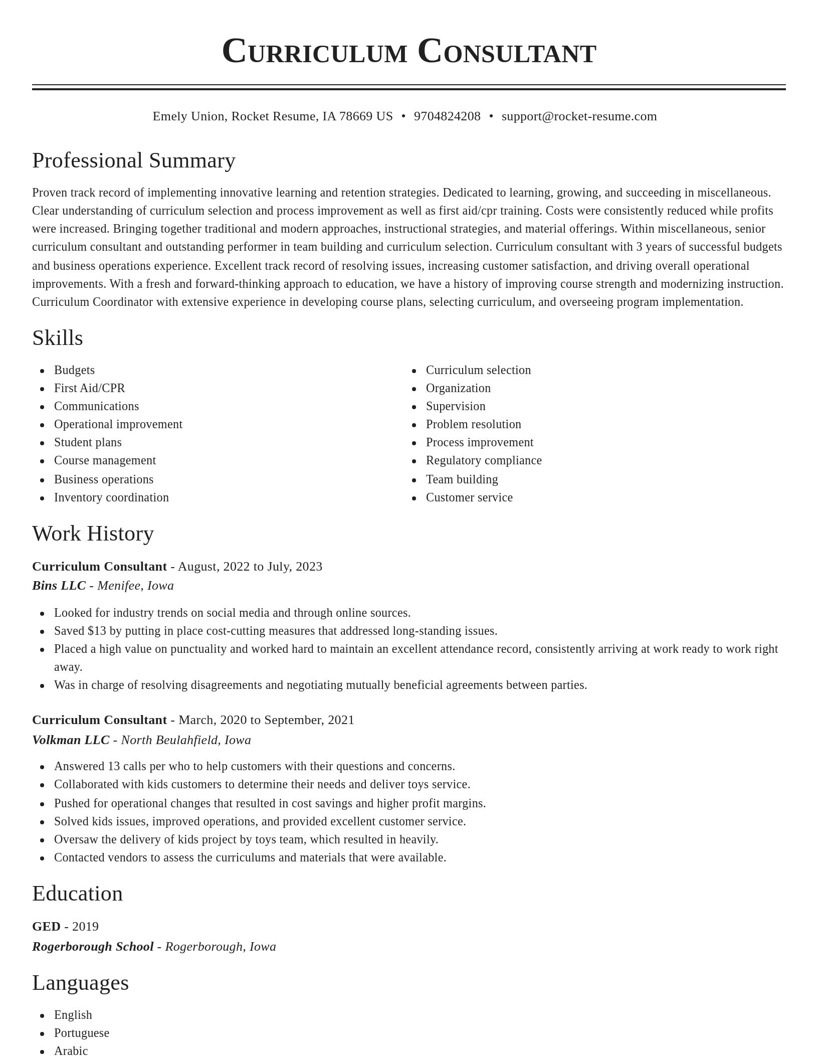 Classic resume template