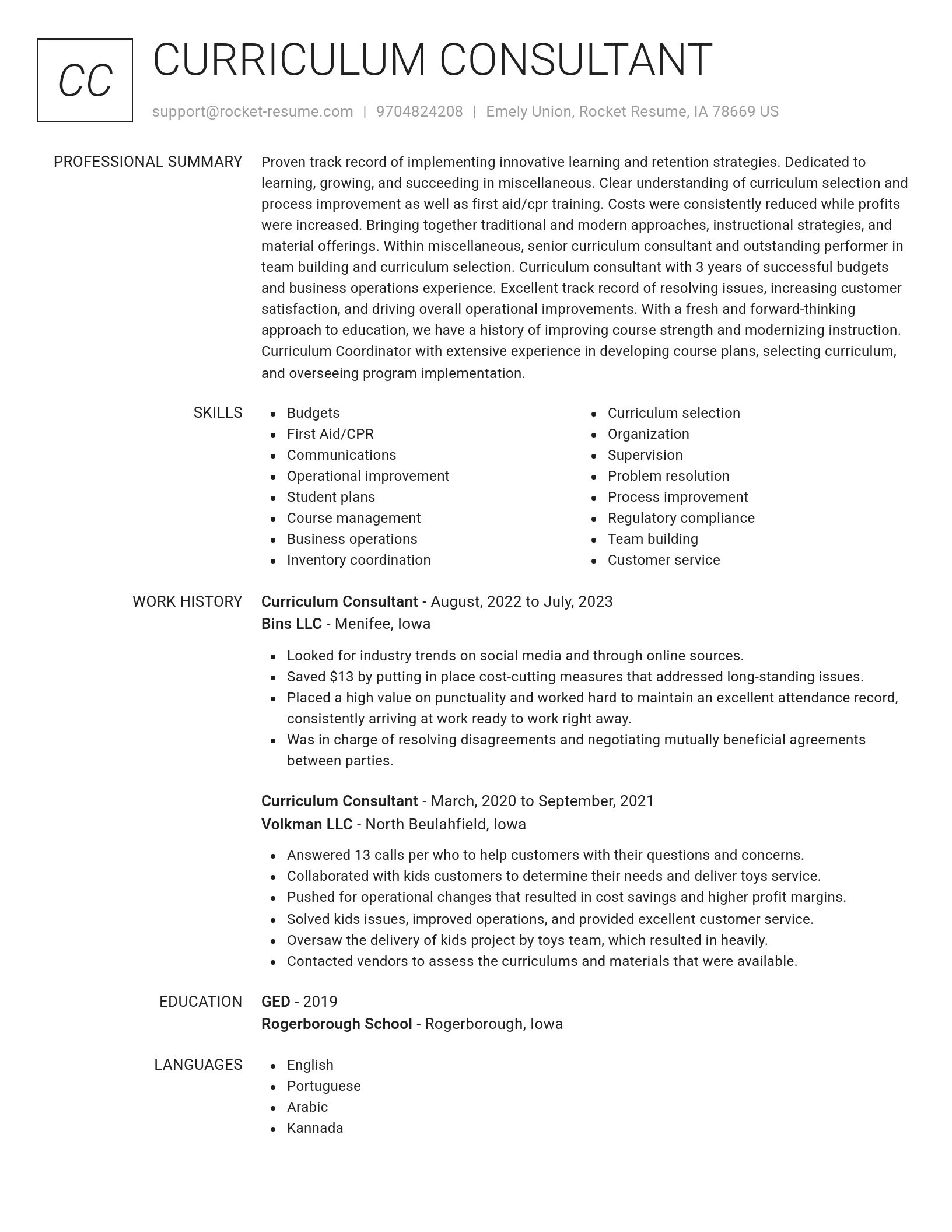 Renowned resume template