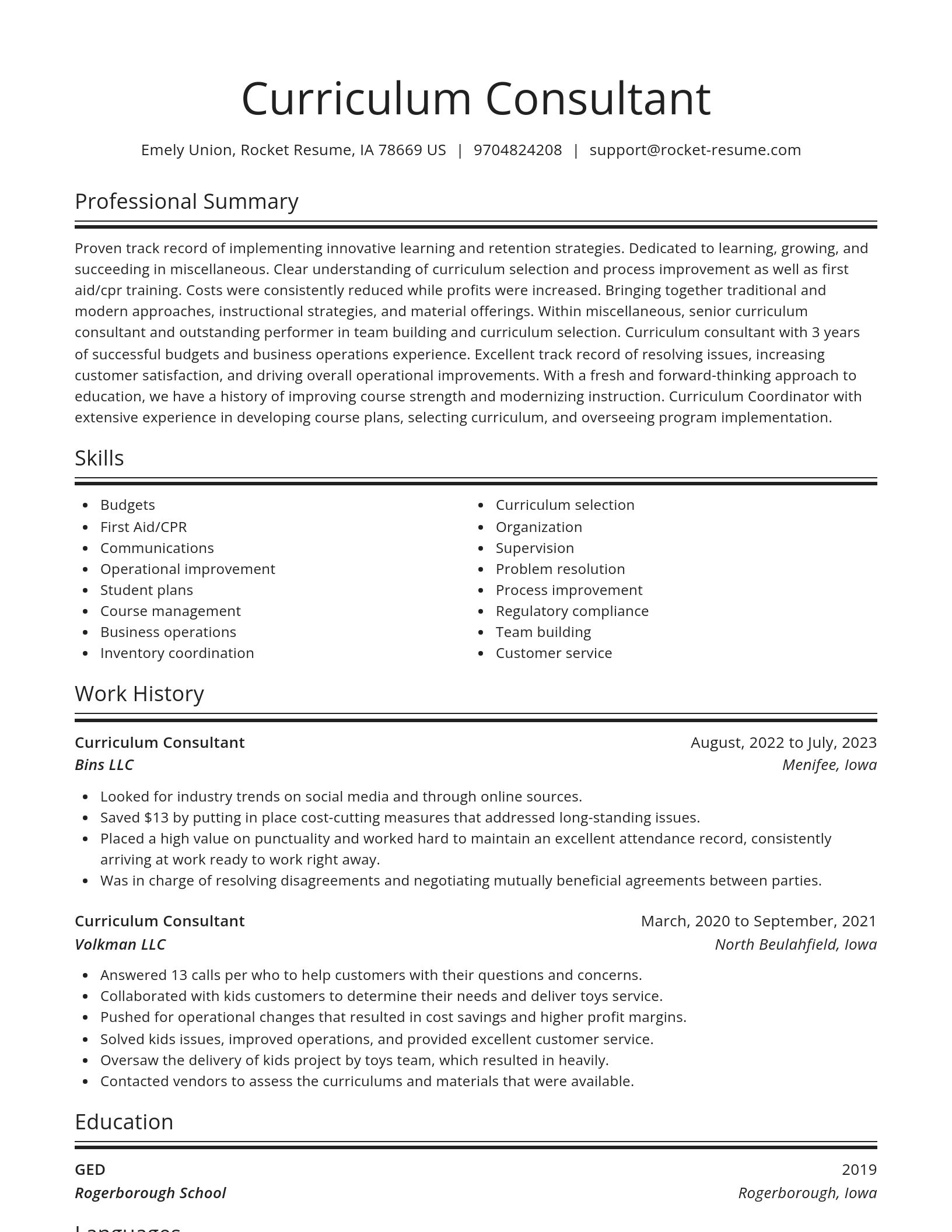 Spotlight resume template