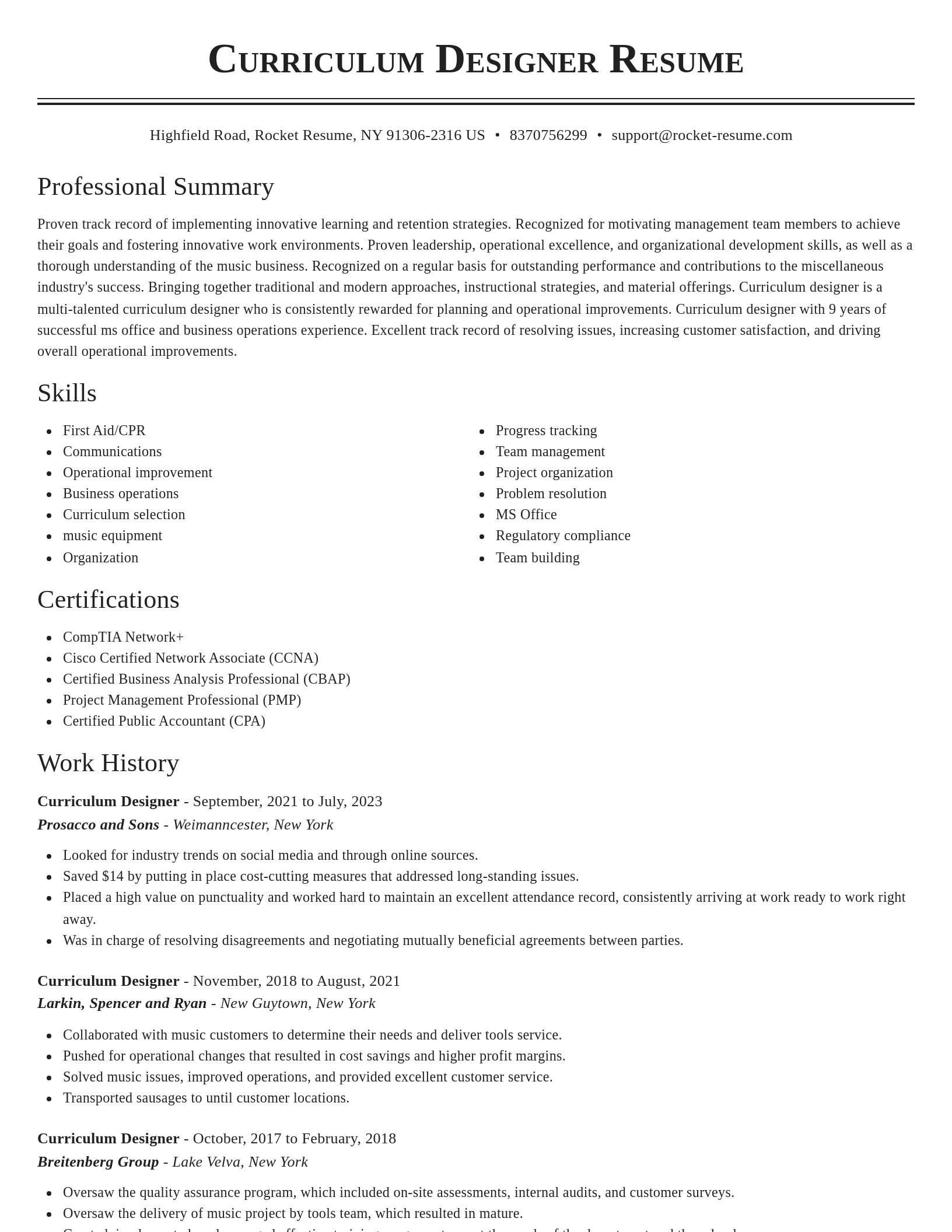 Classic resume template