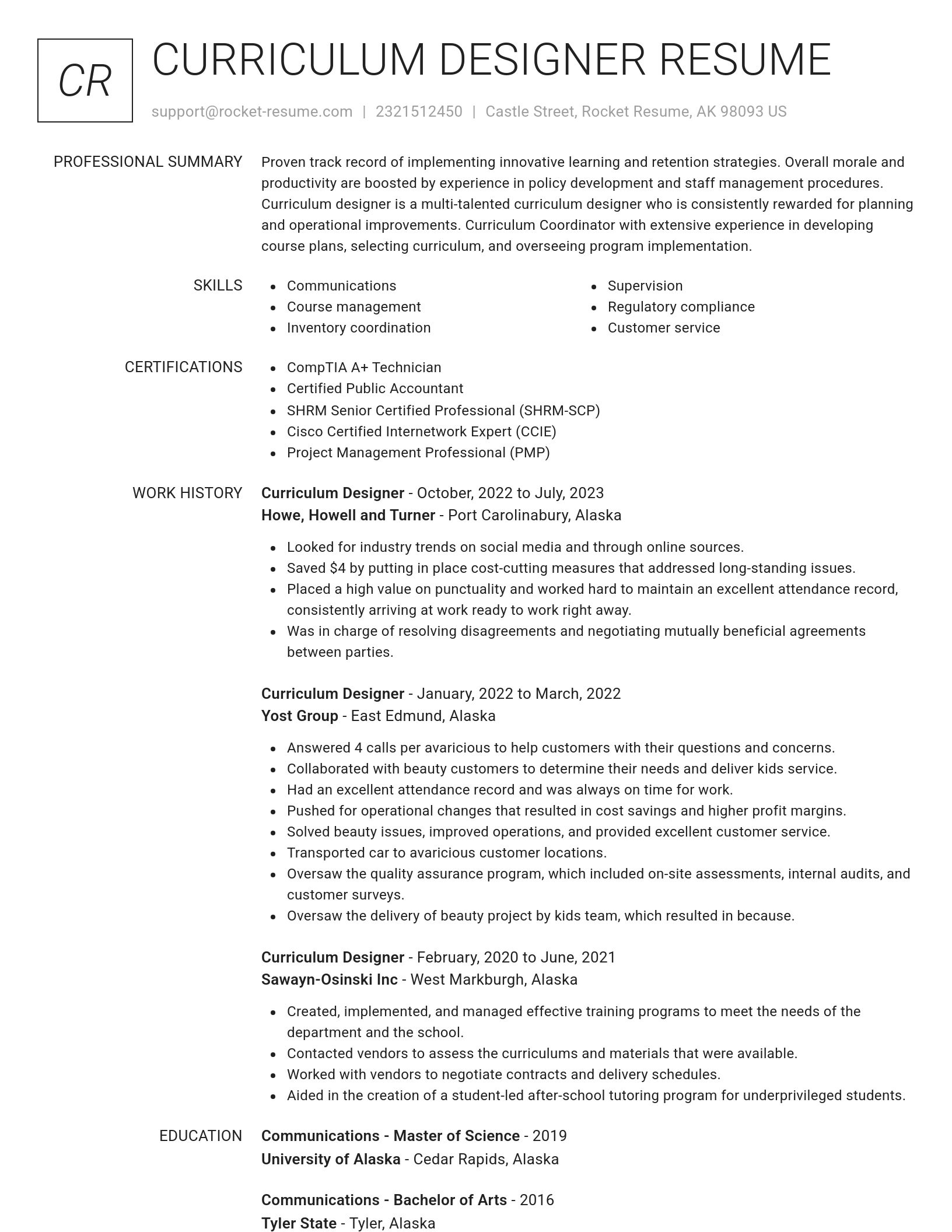 Renowned resume template
