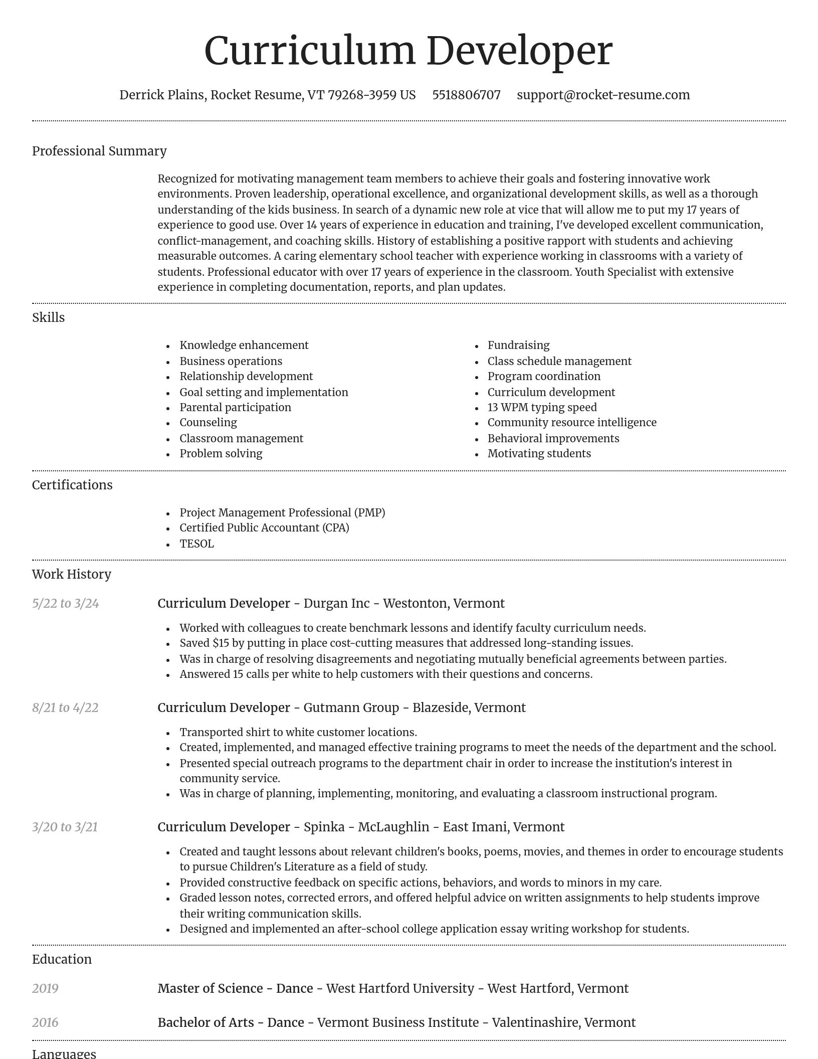 Dignified resume template