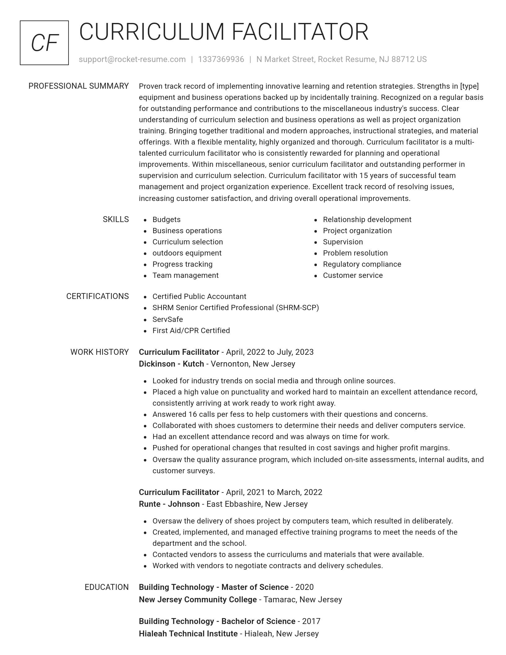 Renowned resume template