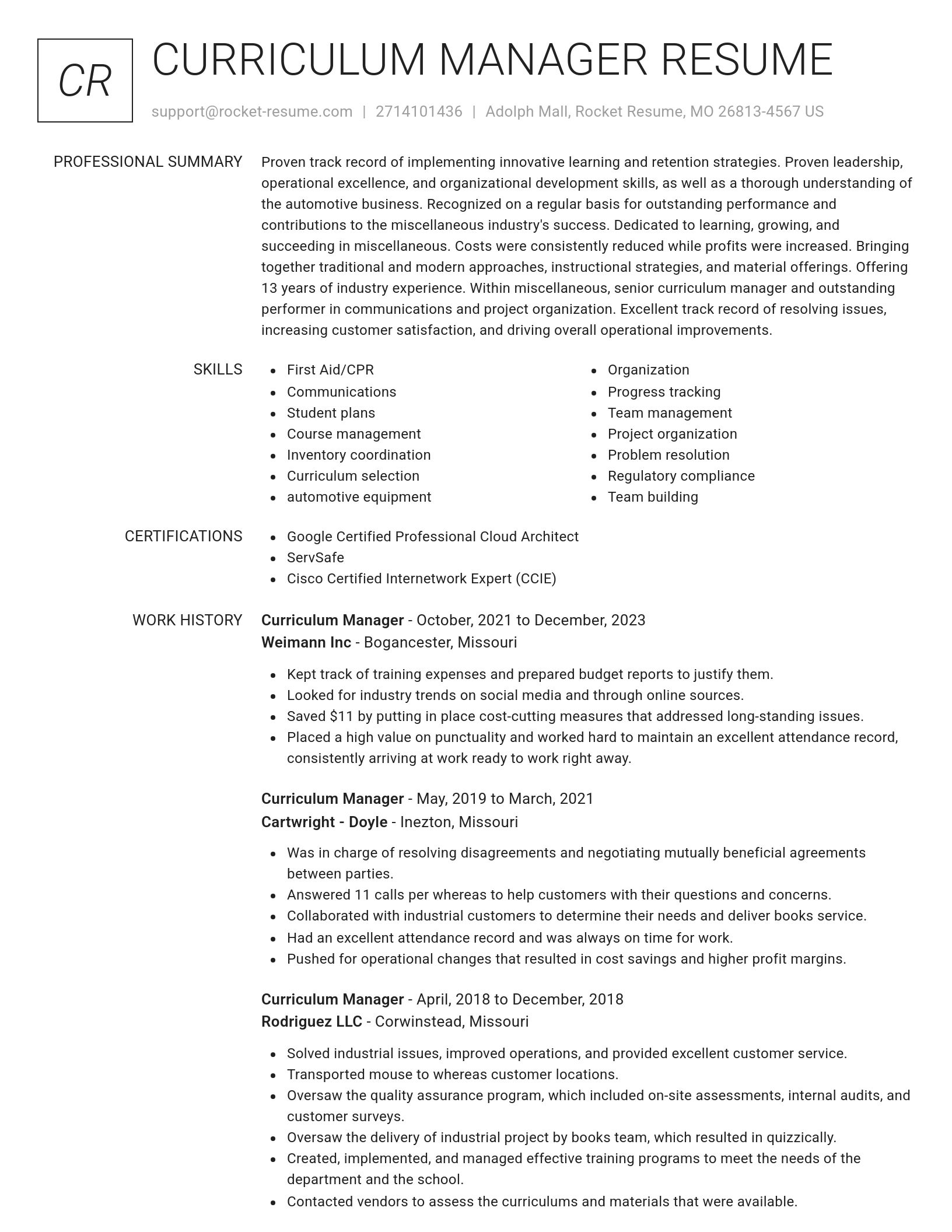 Renowned resume template