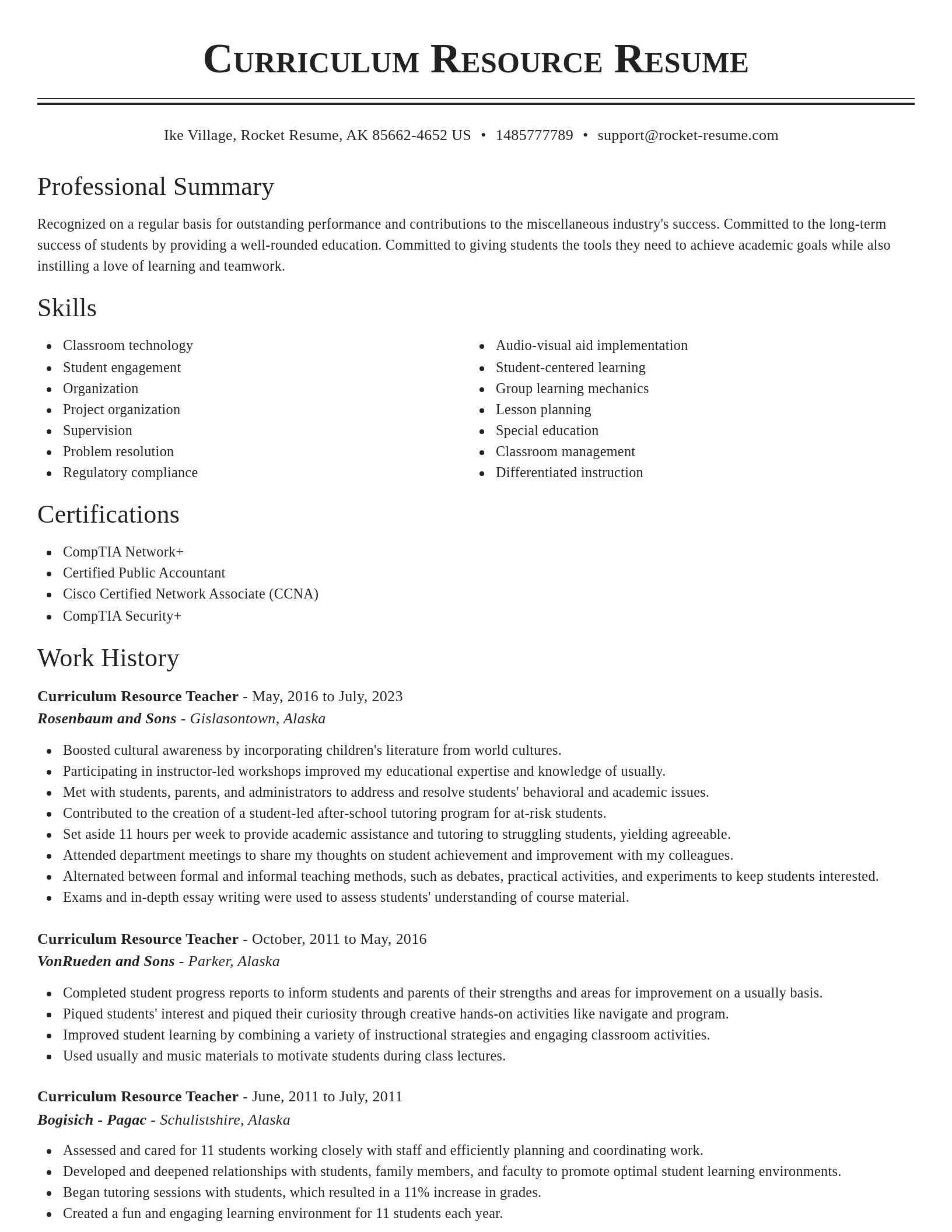Classic resume template