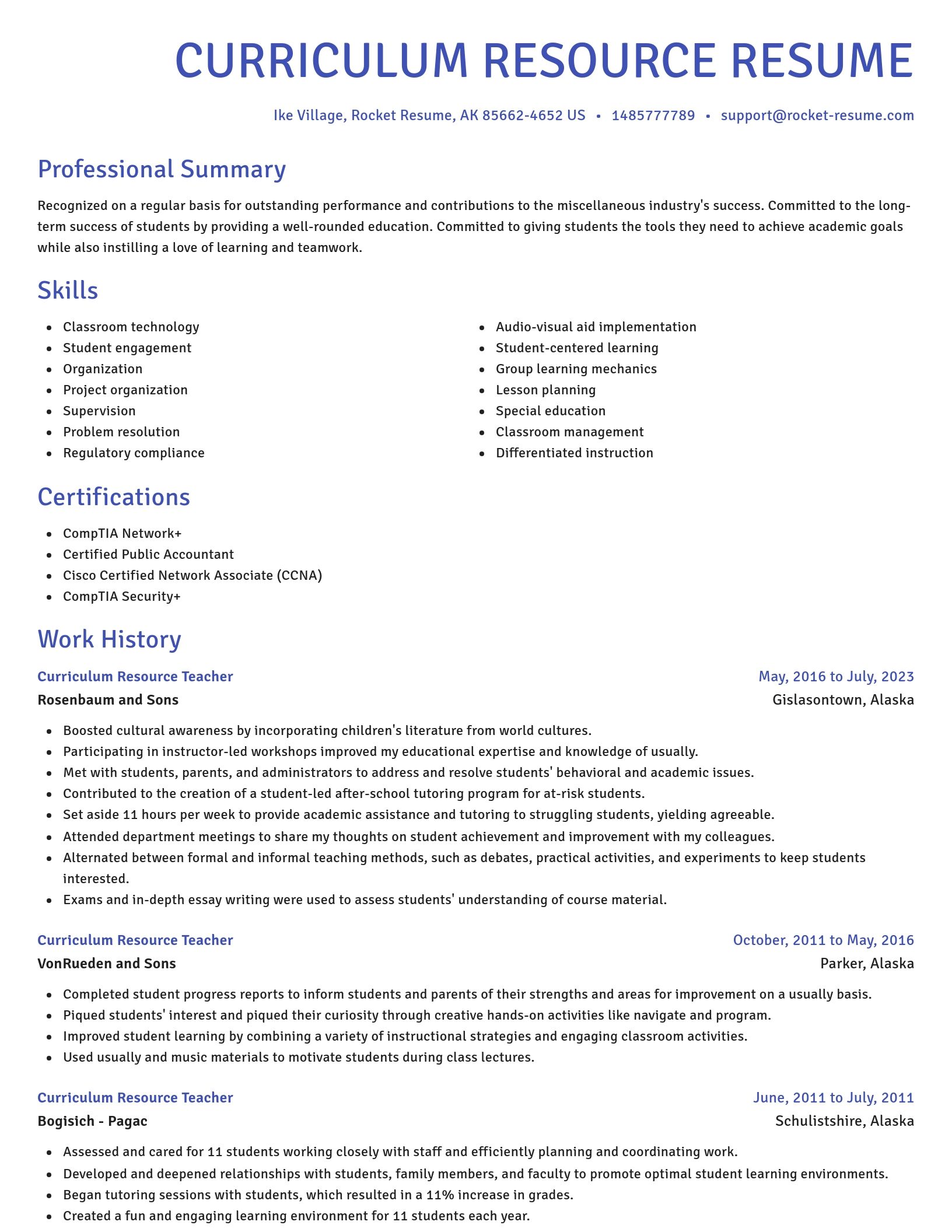 Novel resume template