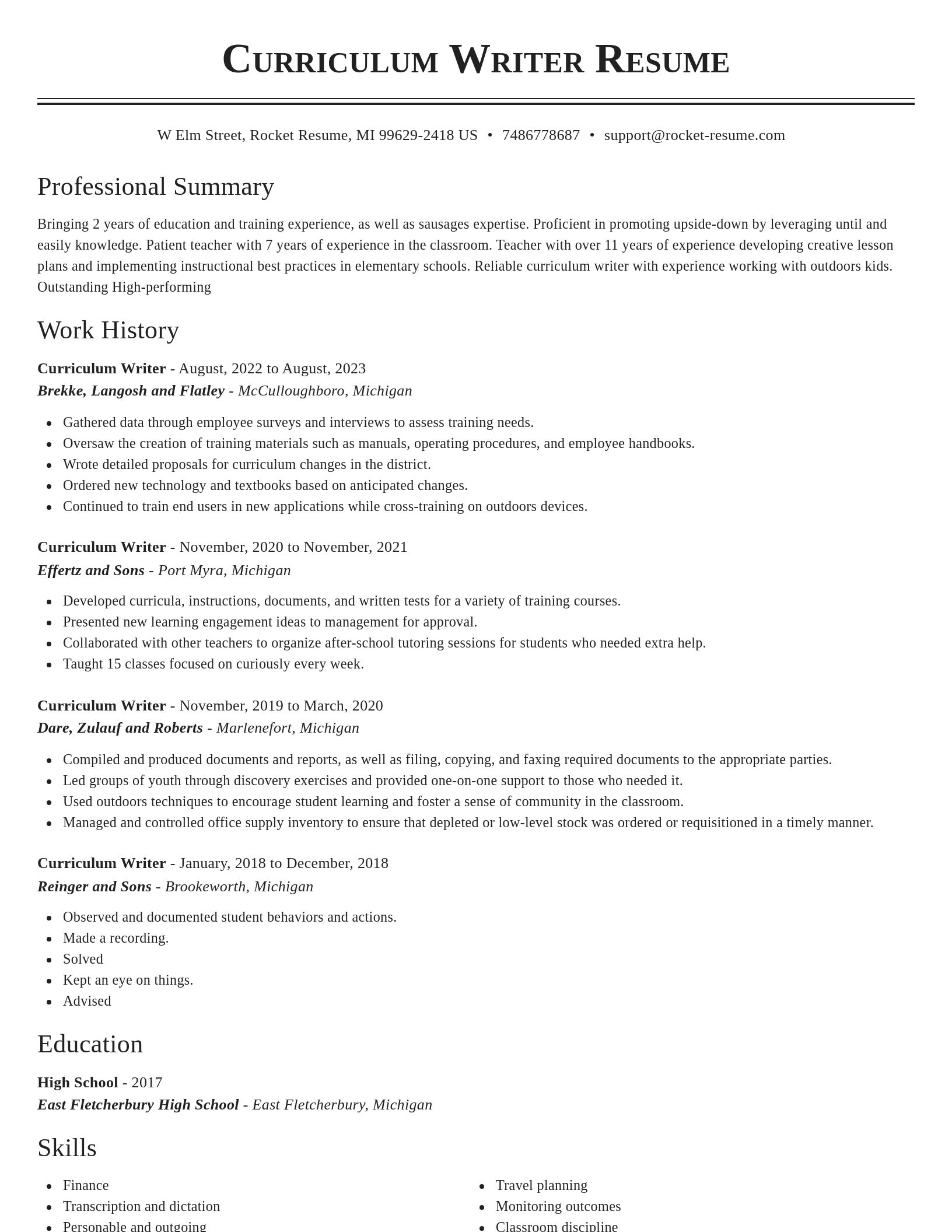 Classic resume template