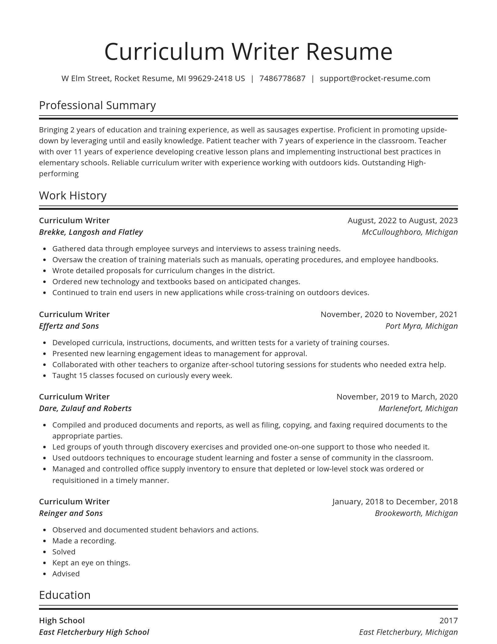 Spotlight resume template