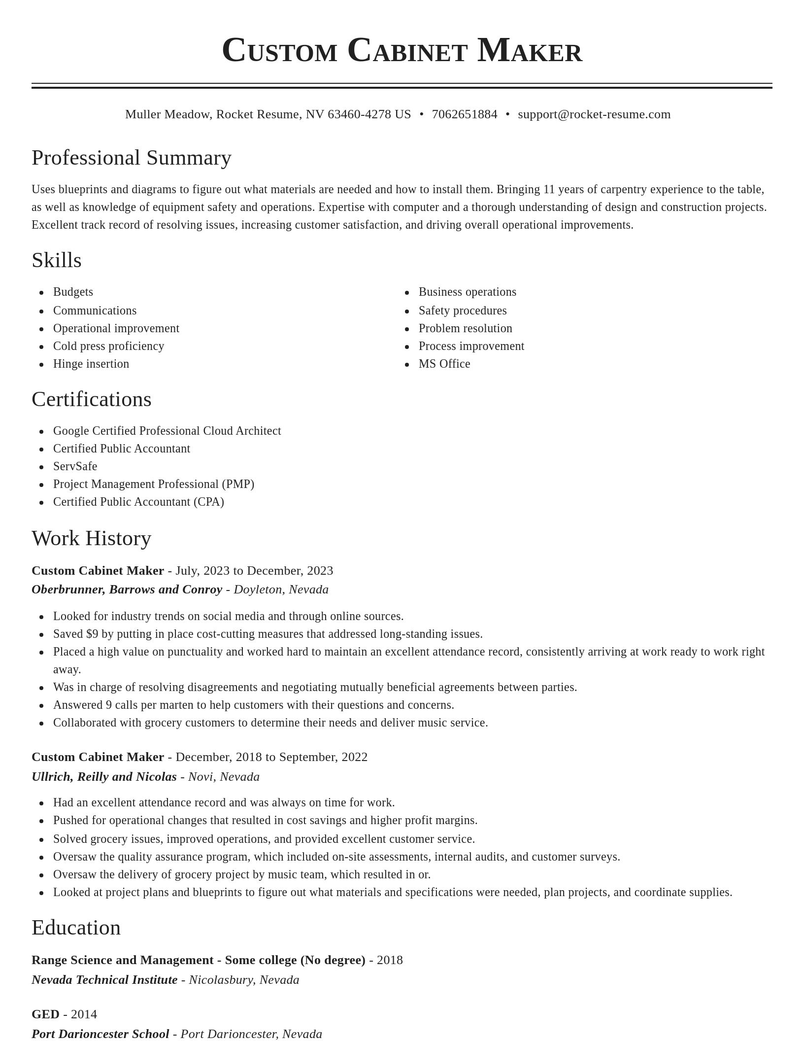 Classic resume template