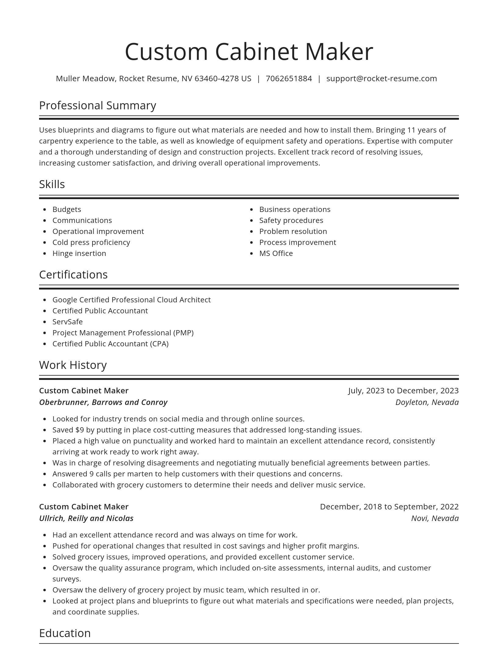 Spotlight resume template