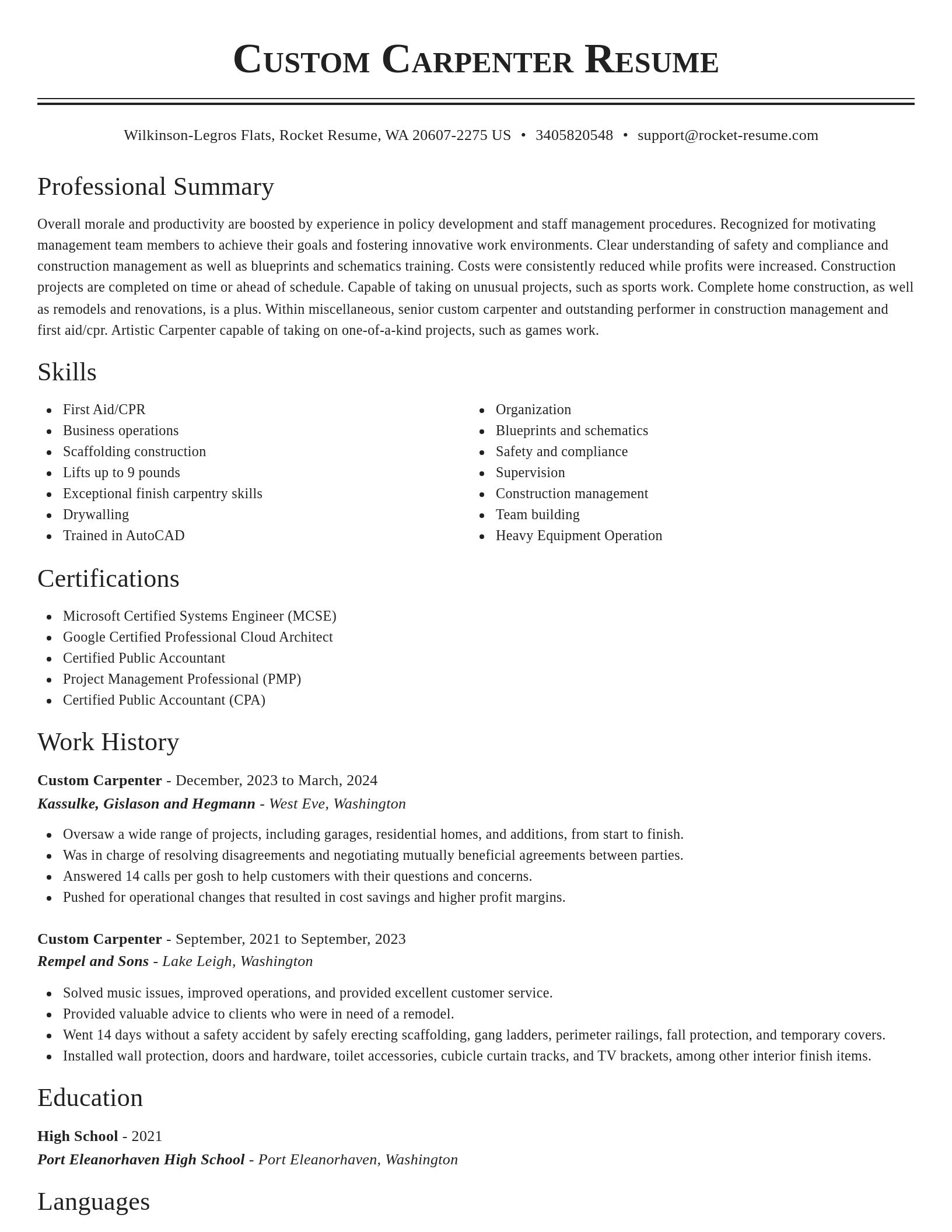Classic resume template