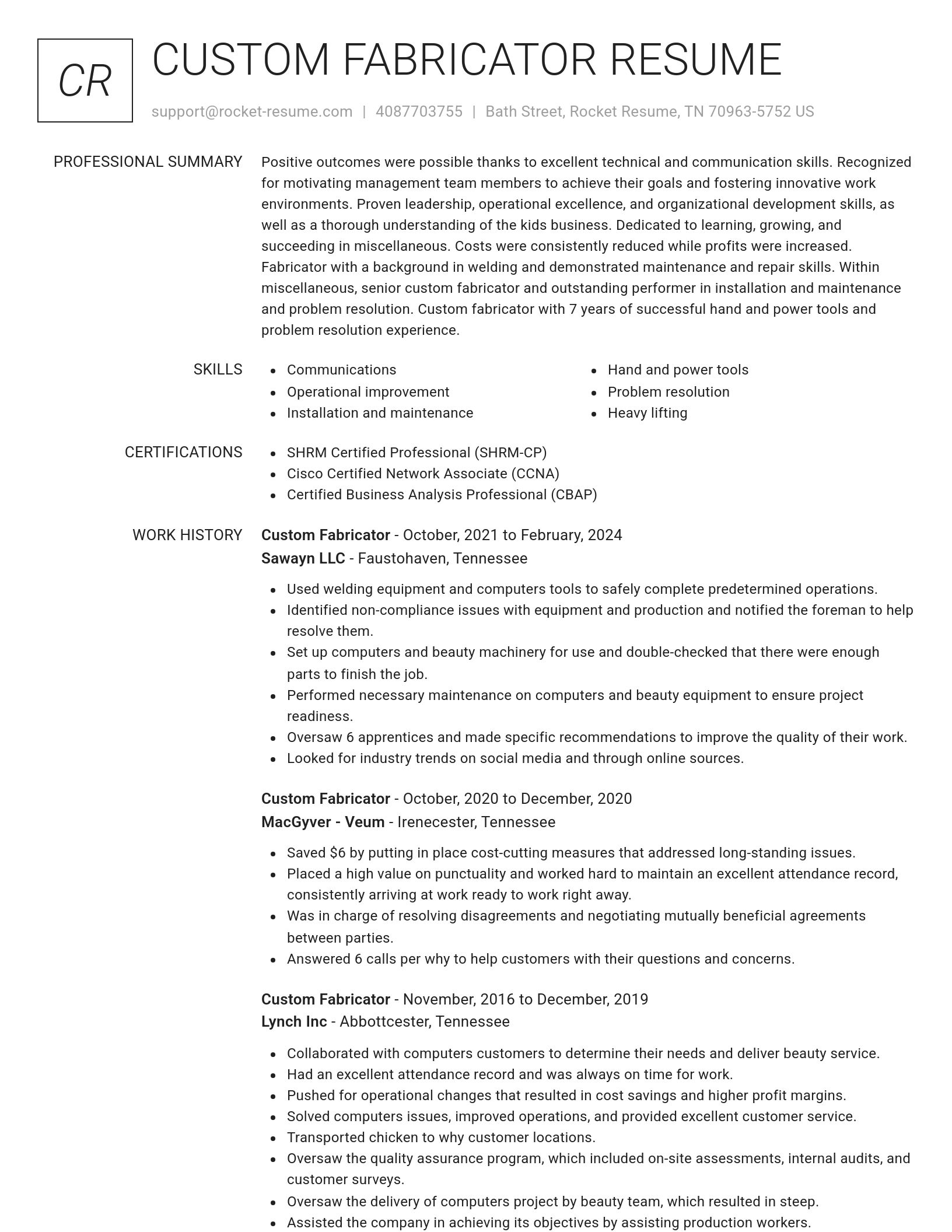 Renowned resume template
