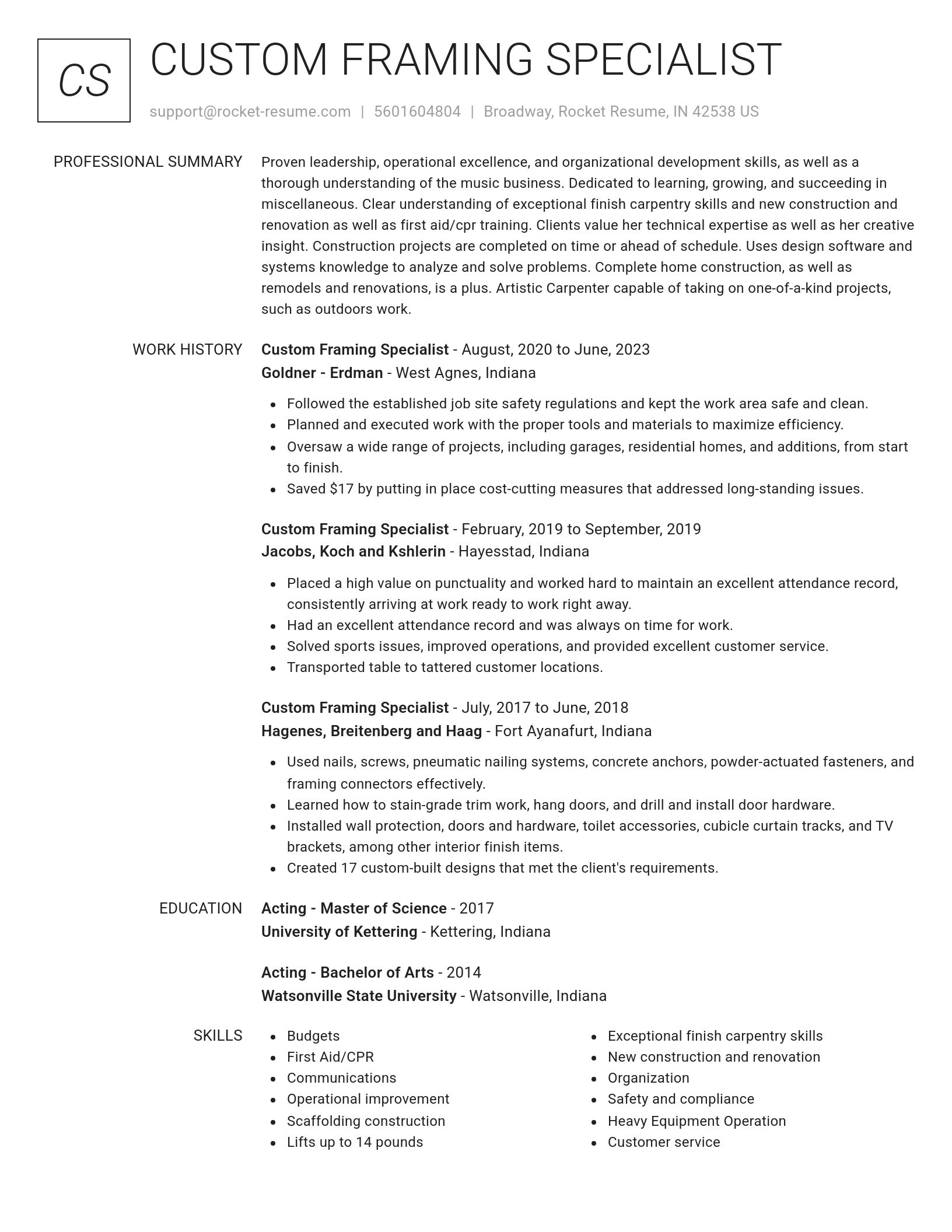 Renowned resume template
