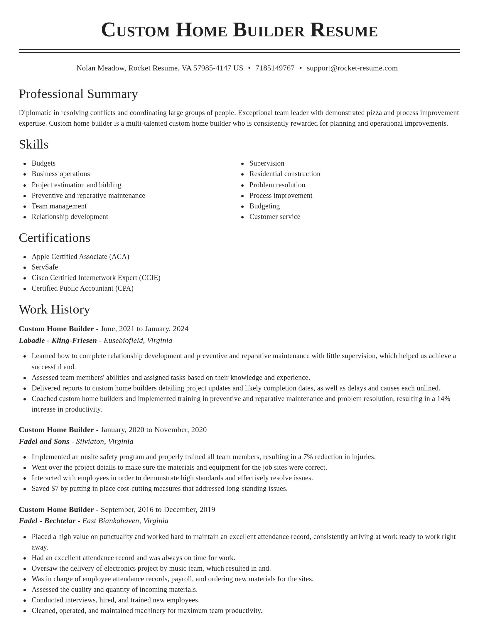 Classic resume template