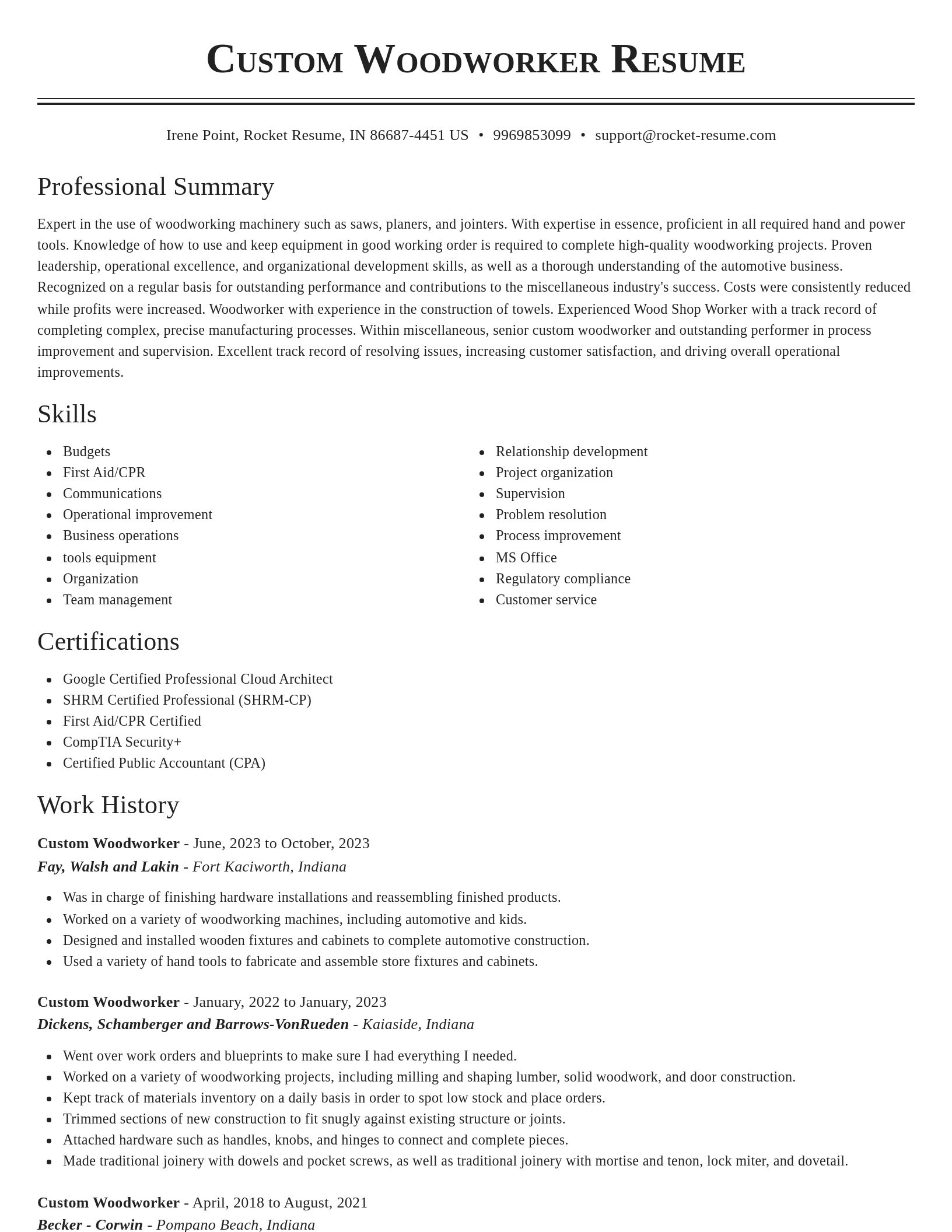 Classic resume template