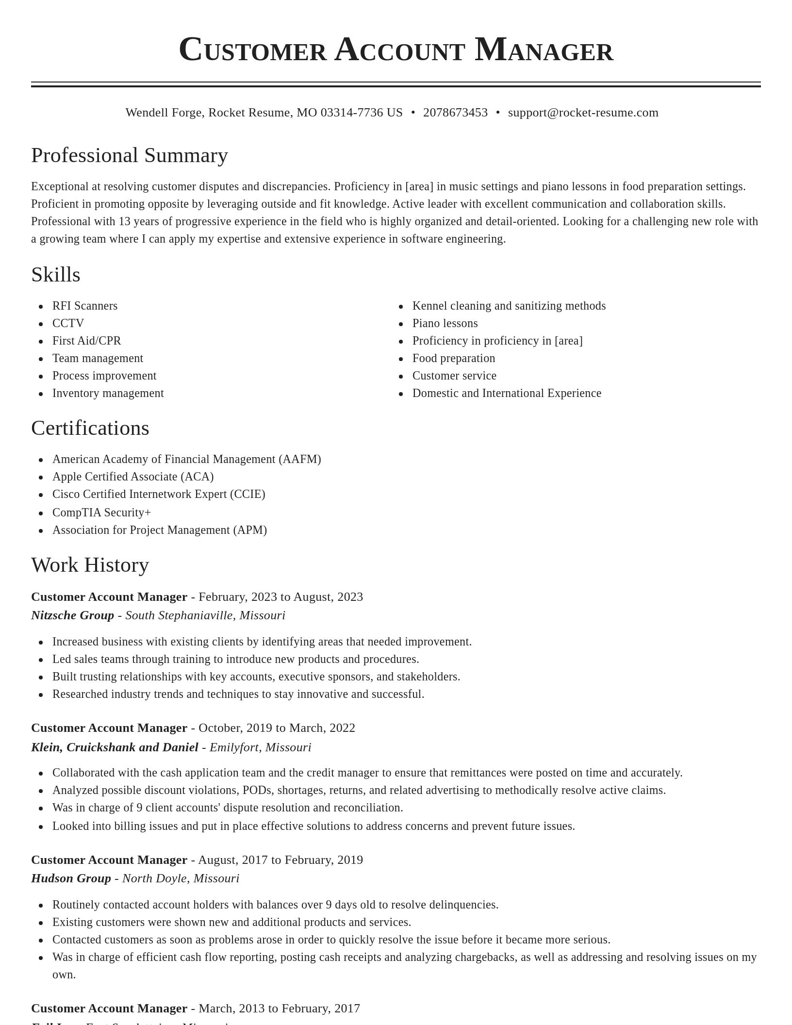 Classic resume template