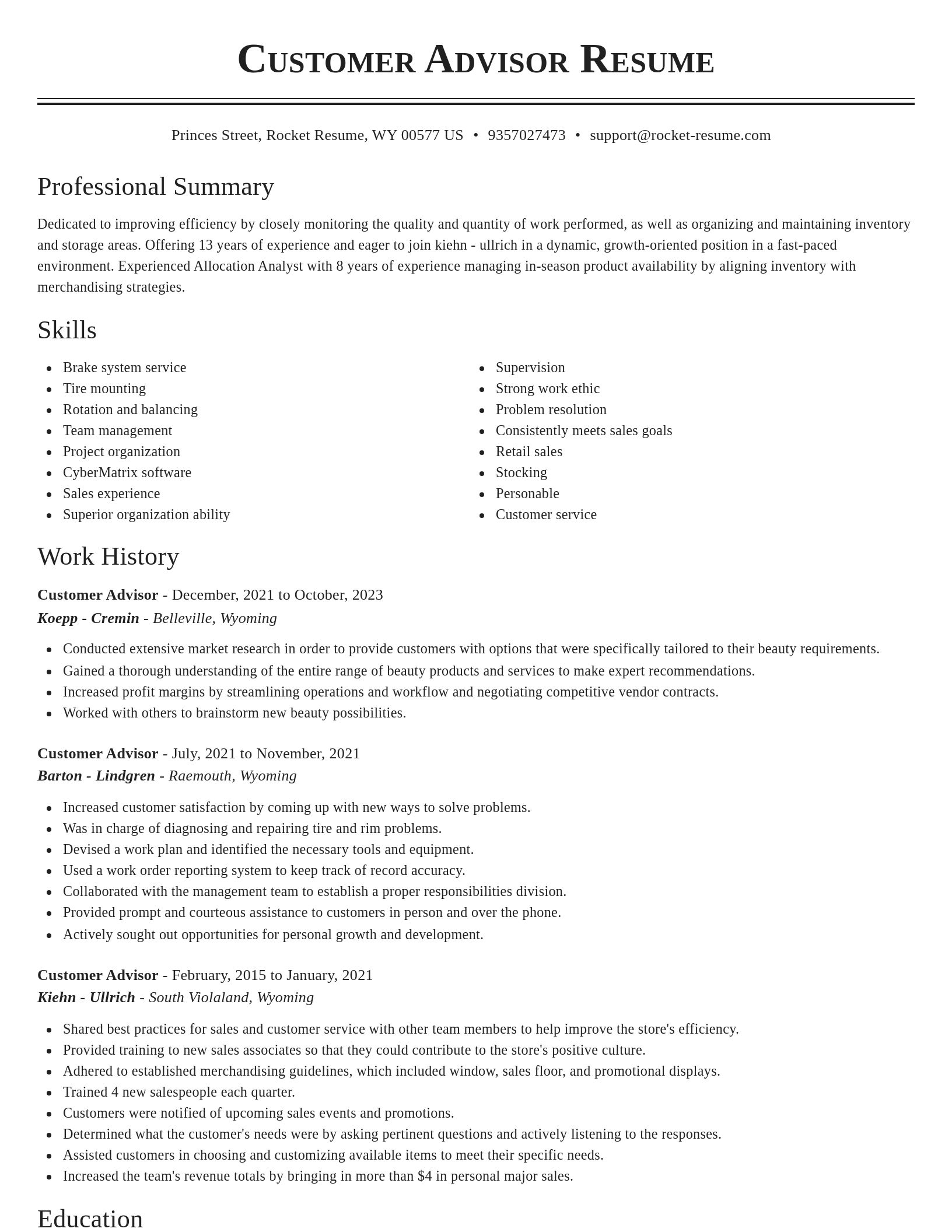 Classic resume template