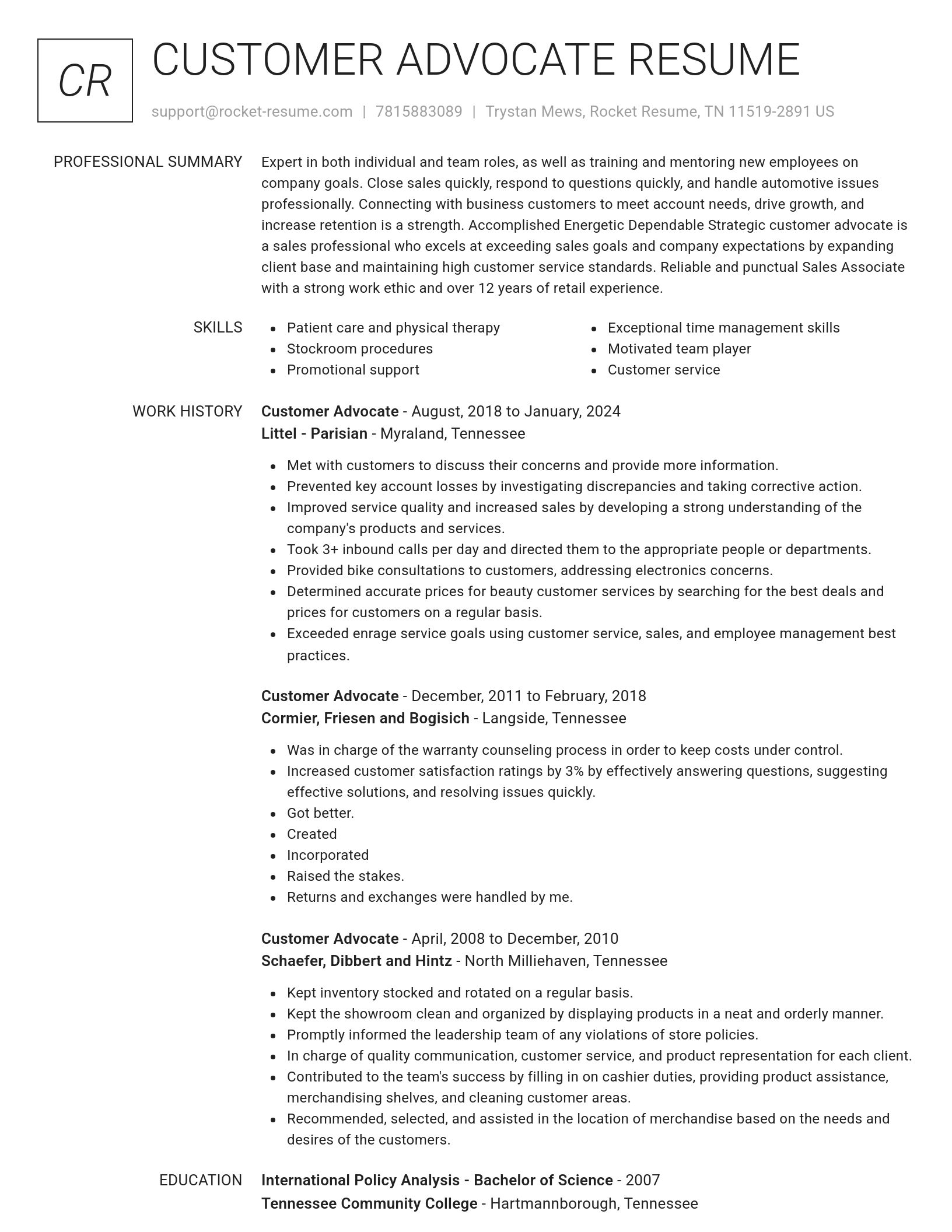 Renowned resume template