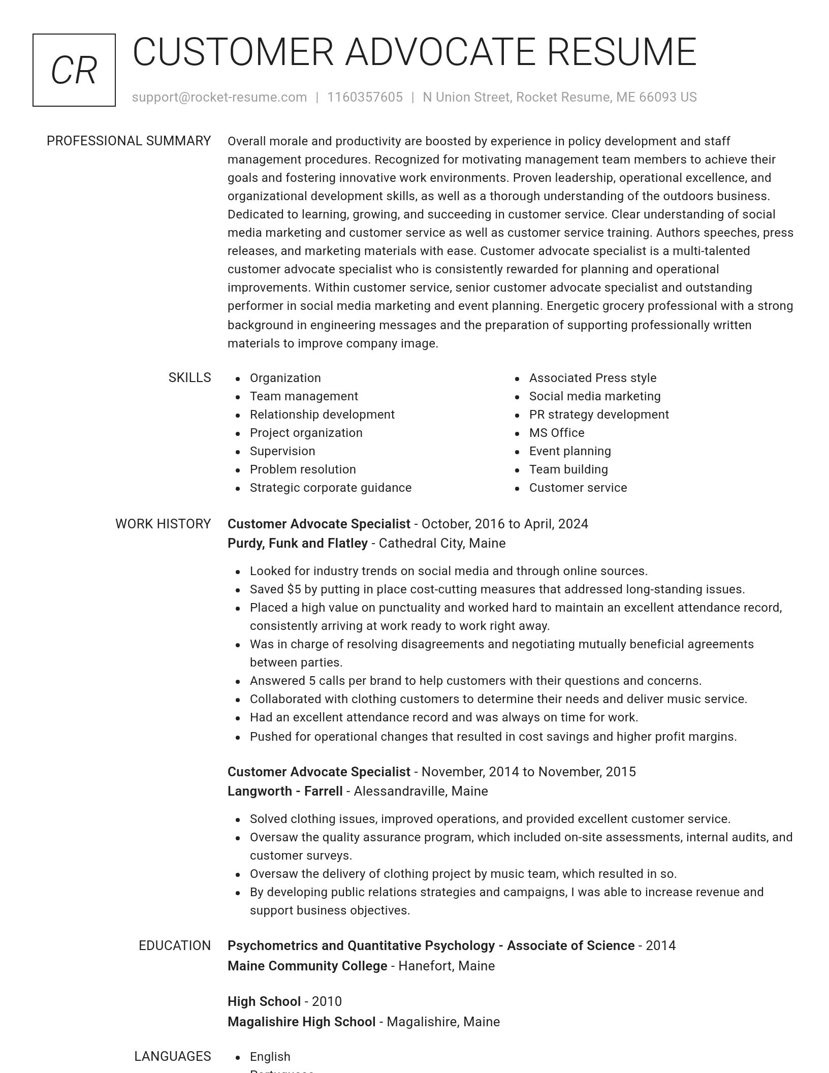 Renowned resume template