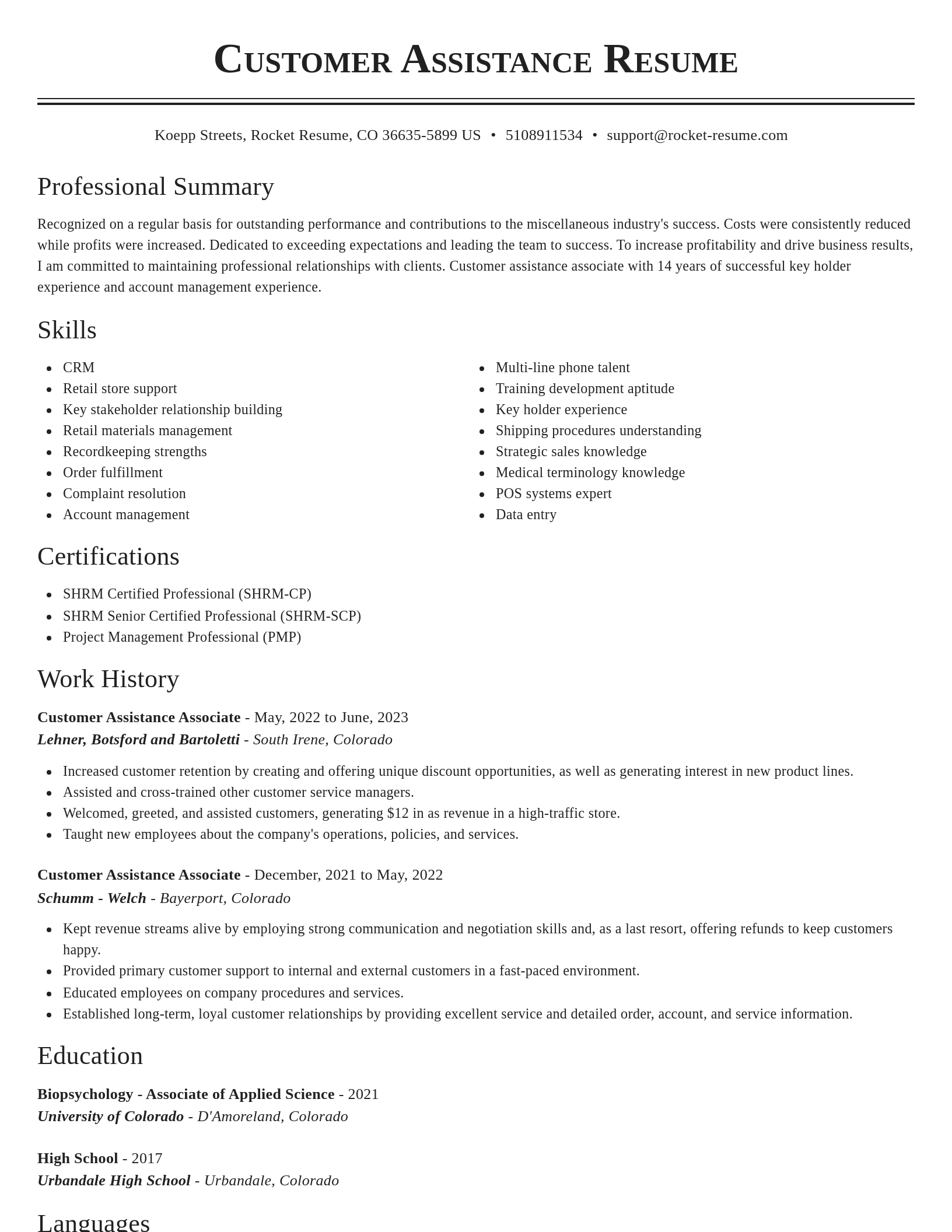 Classic resume template