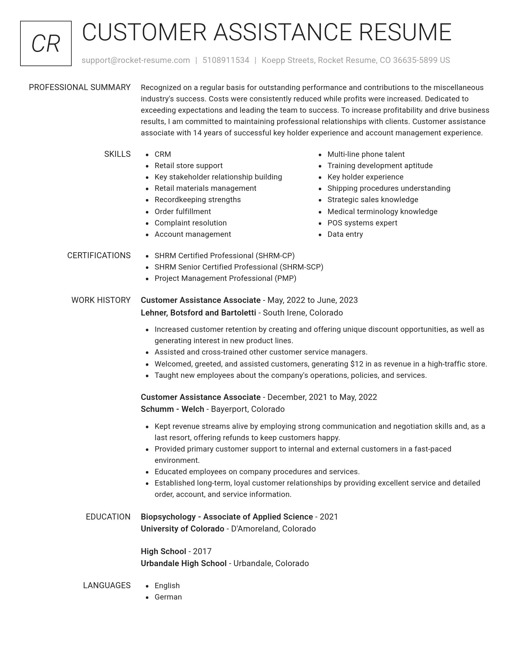 Renowned resume template