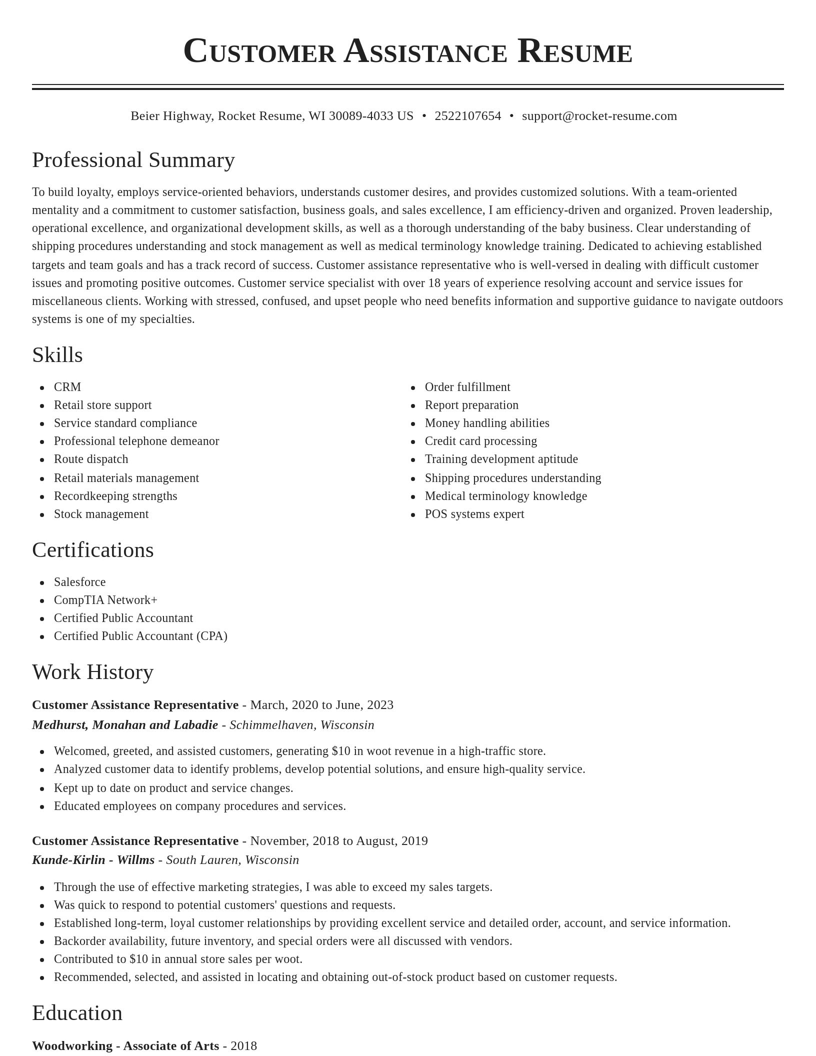 Classic resume template