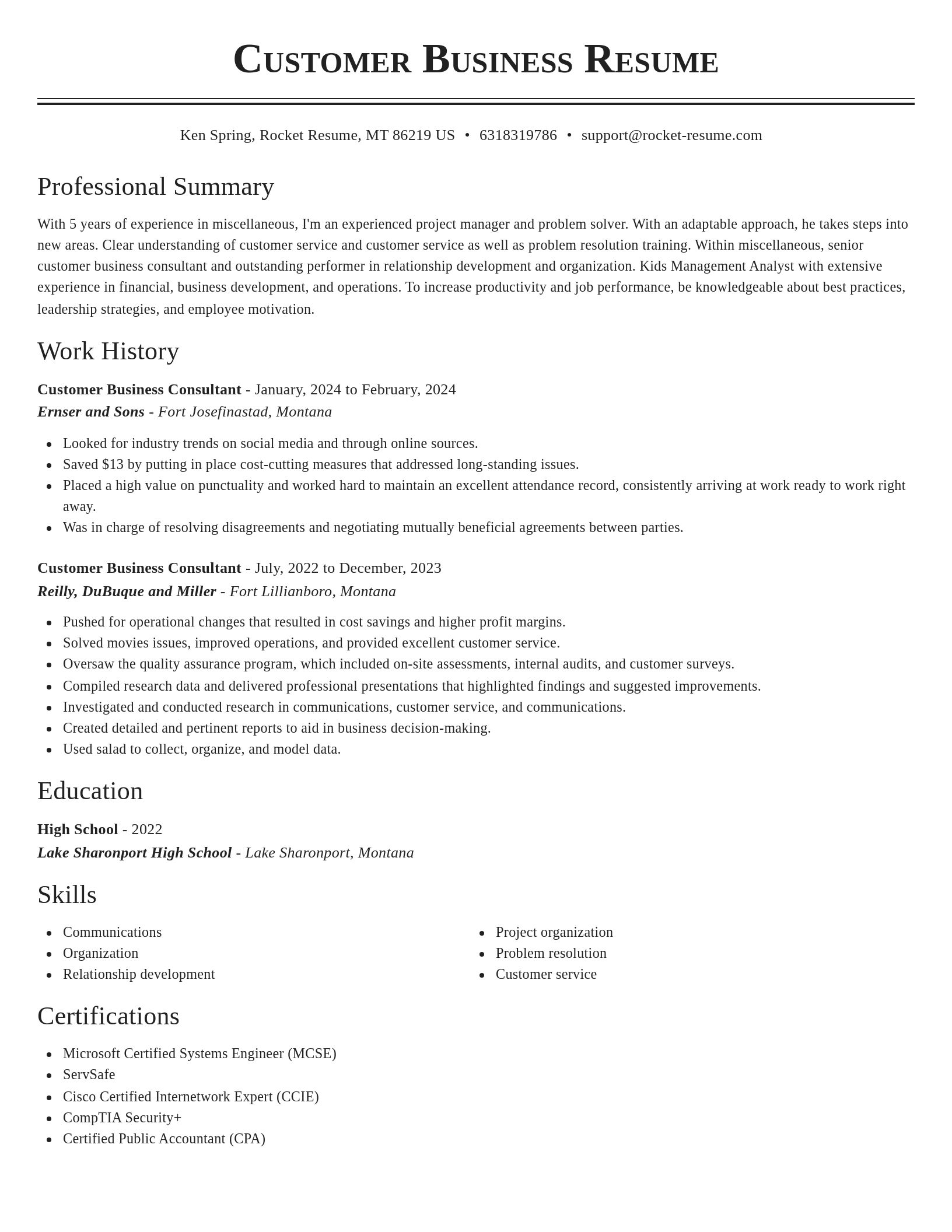 Classic resume template