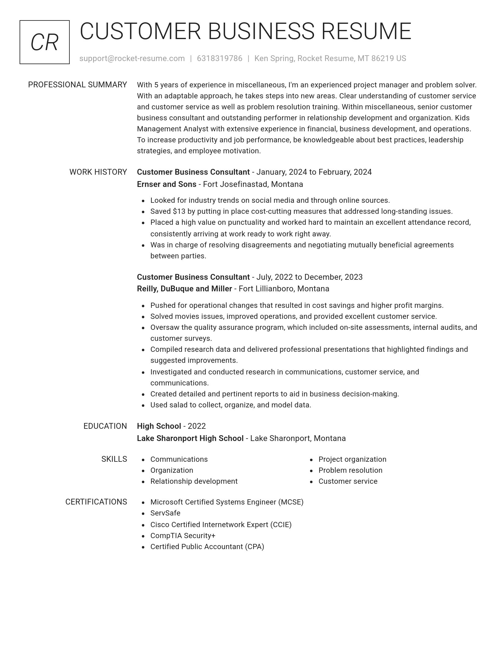 Renowned resume template