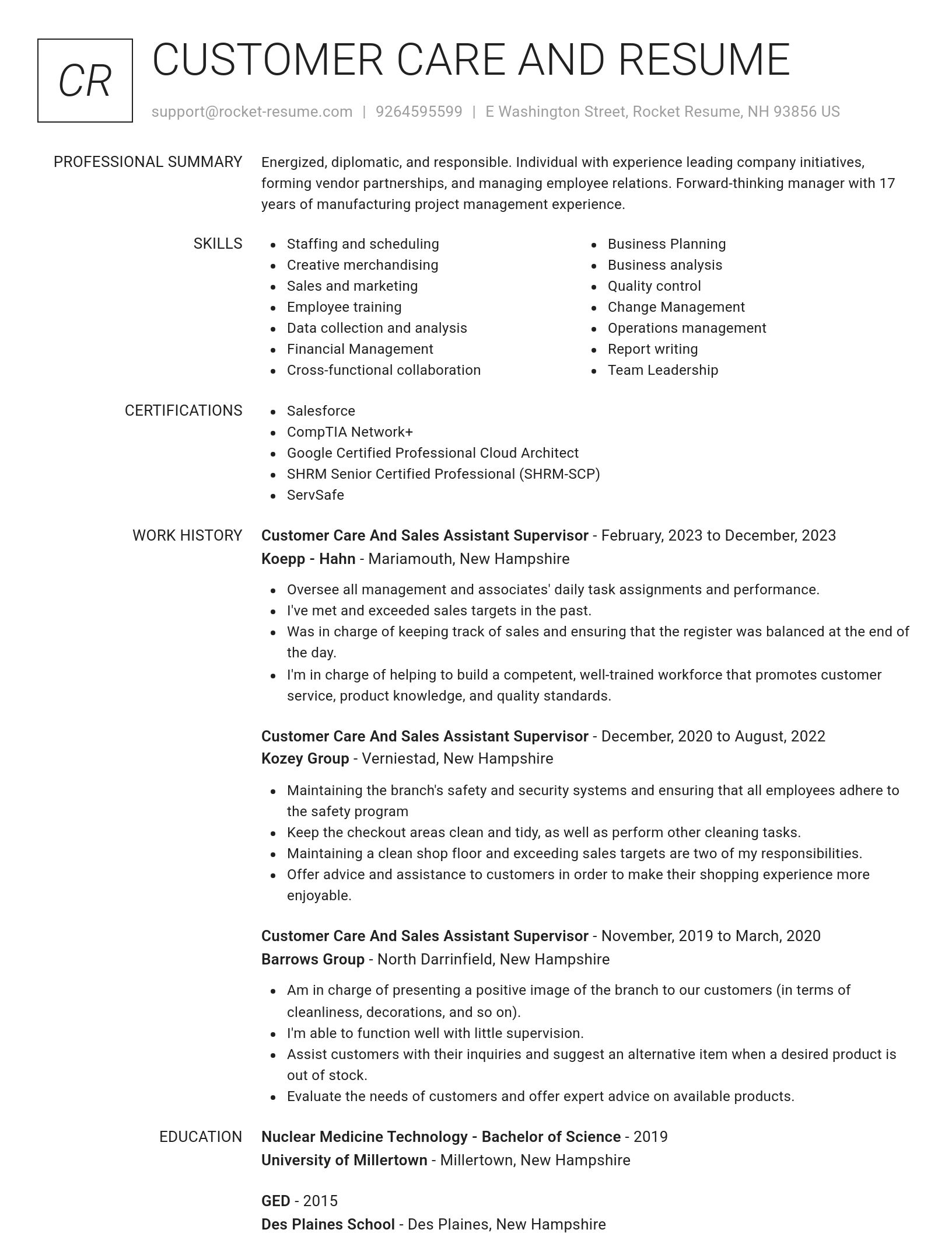 Renowned resume template