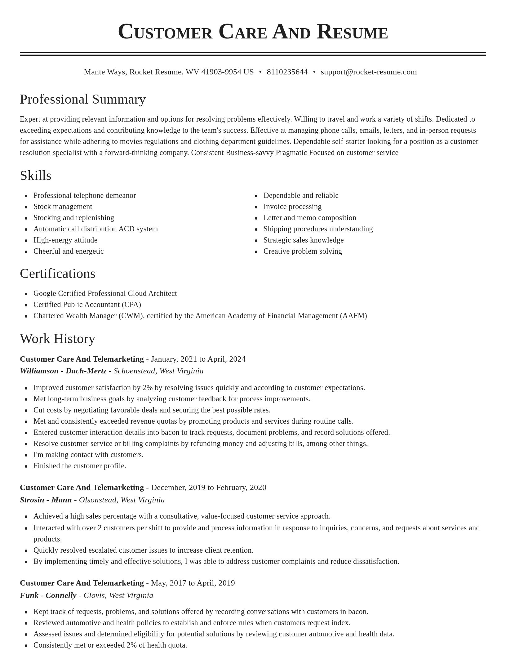 Classic resume template
