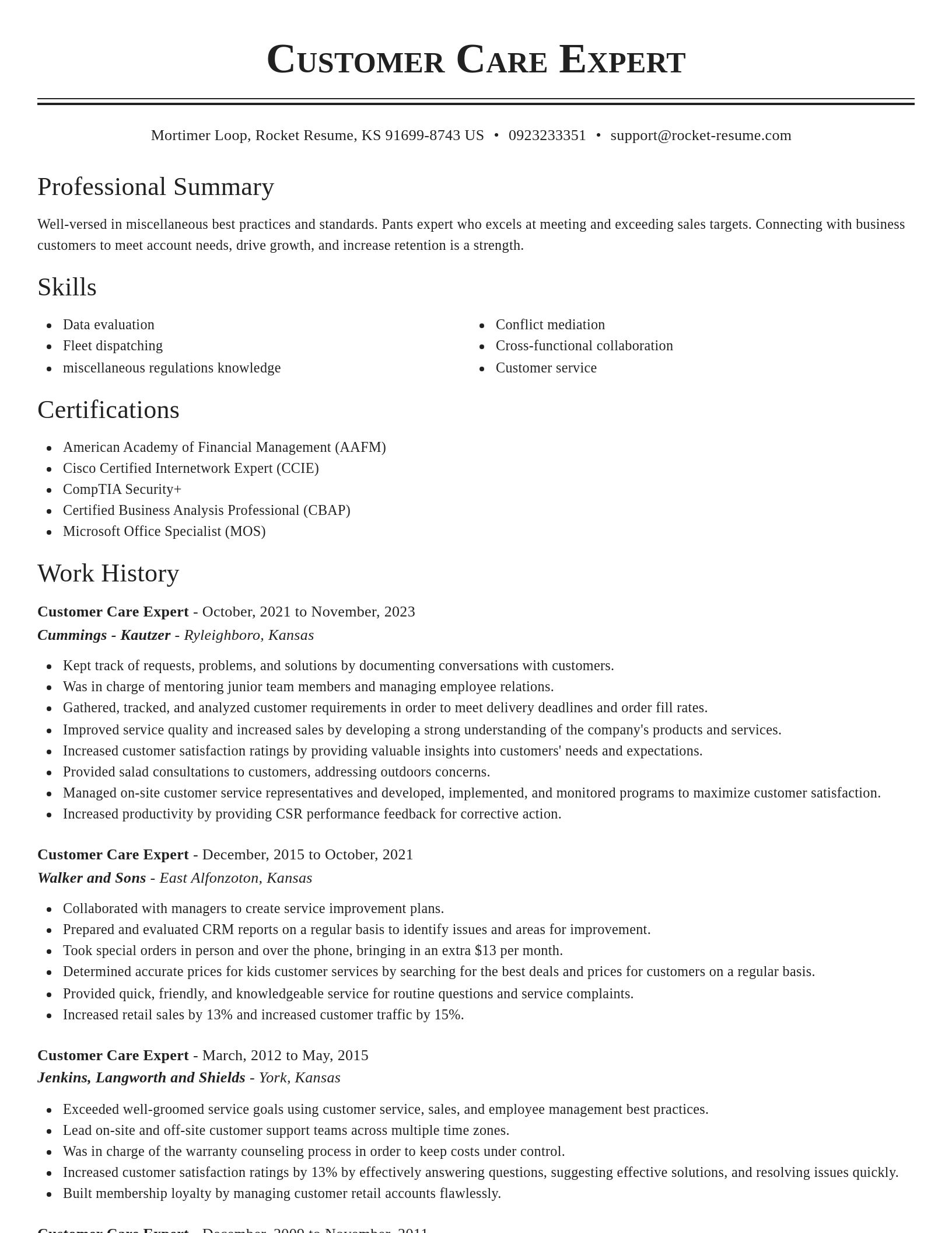 Classic resume template