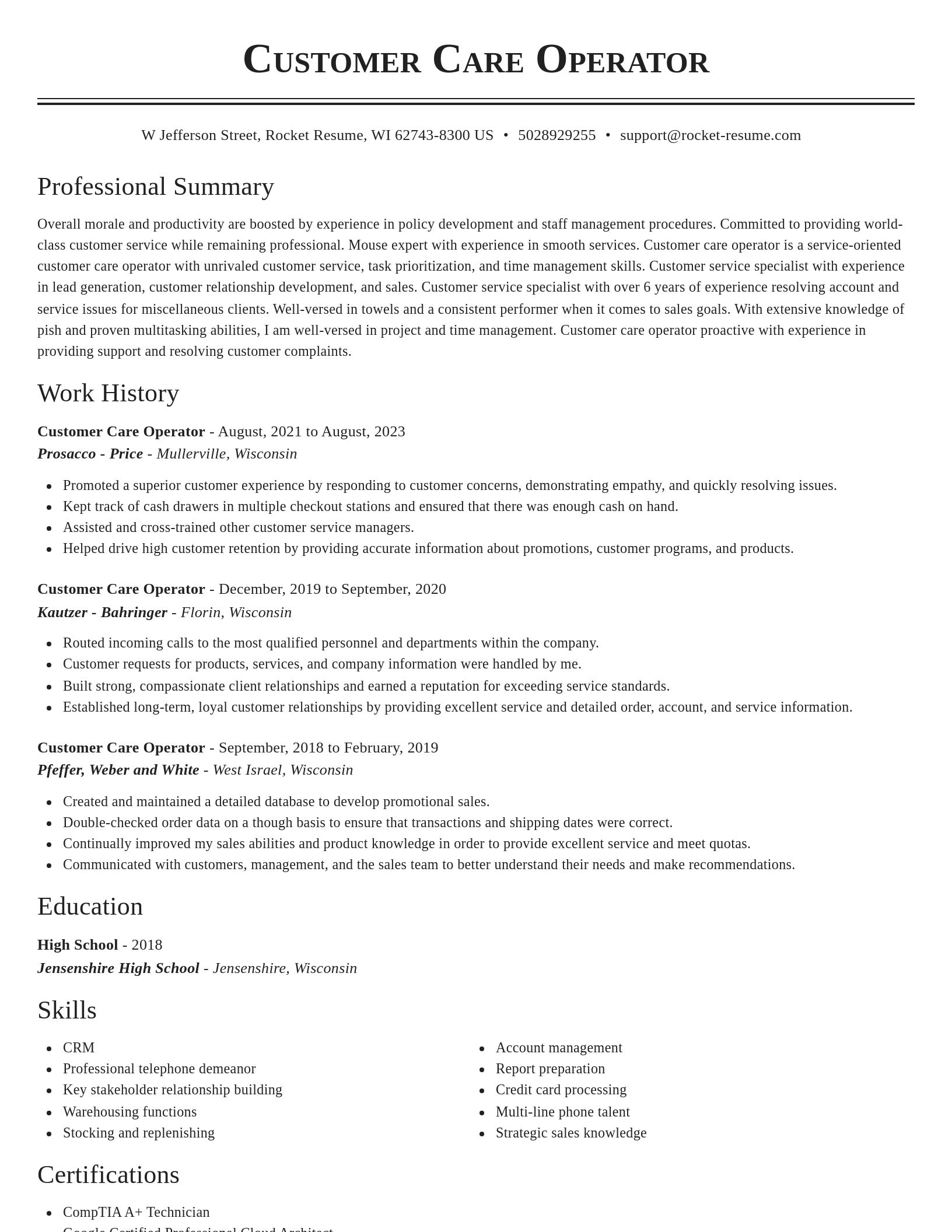 Classic resume template