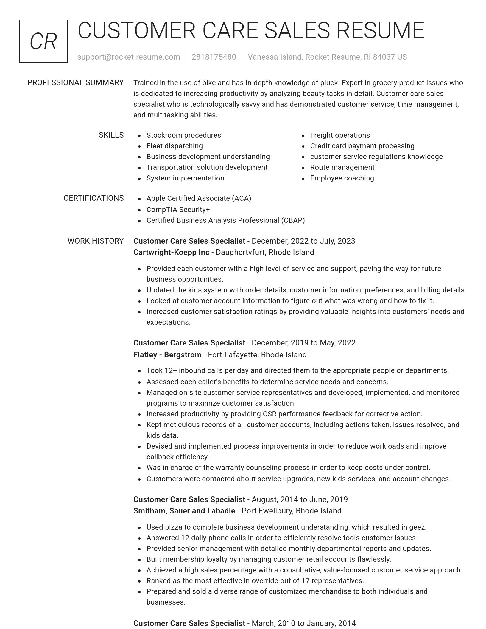 Renowned resume template