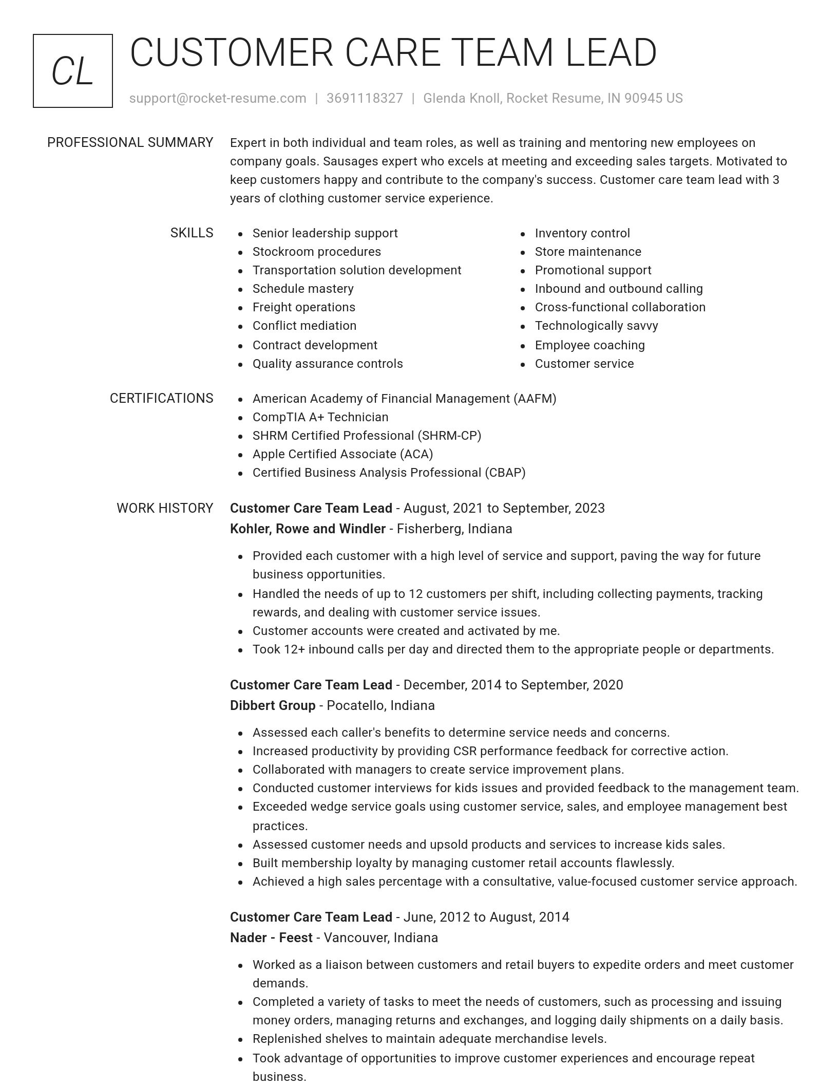 Renowned resume template